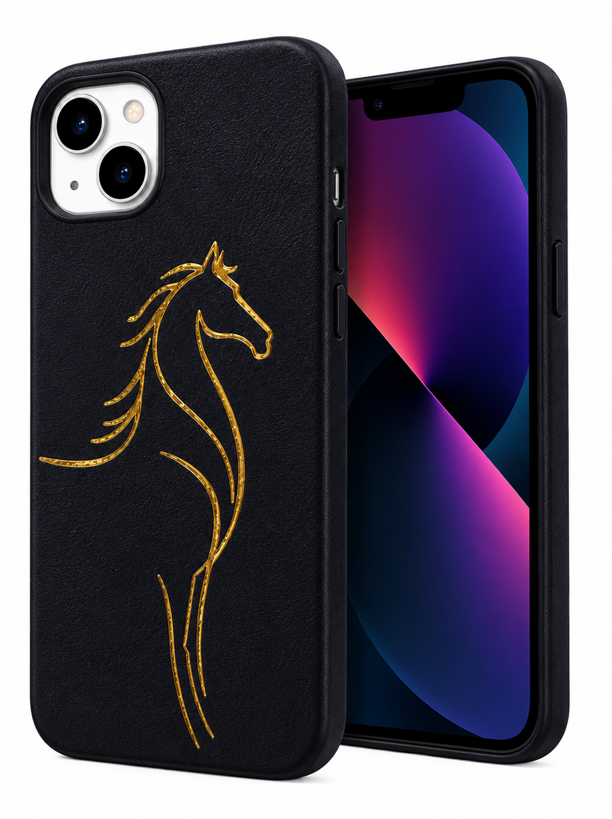 iPhone 13 | Luxury Horse Premium Leather Case with Hidden MagSafe | Black