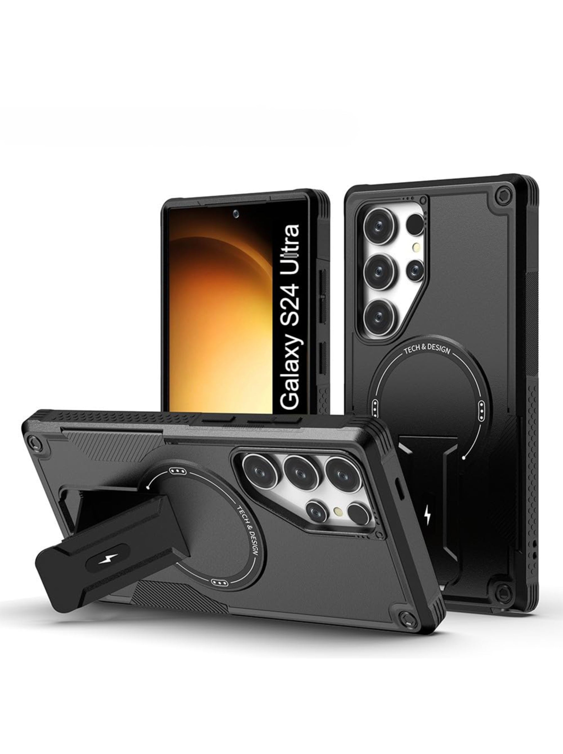 Samsung S24 ULTRA | DROP+ | Portable Kickstand | MagSafe Compatible Magnetic Case | Shockproof Military Grade Protection | BLACK COLOR