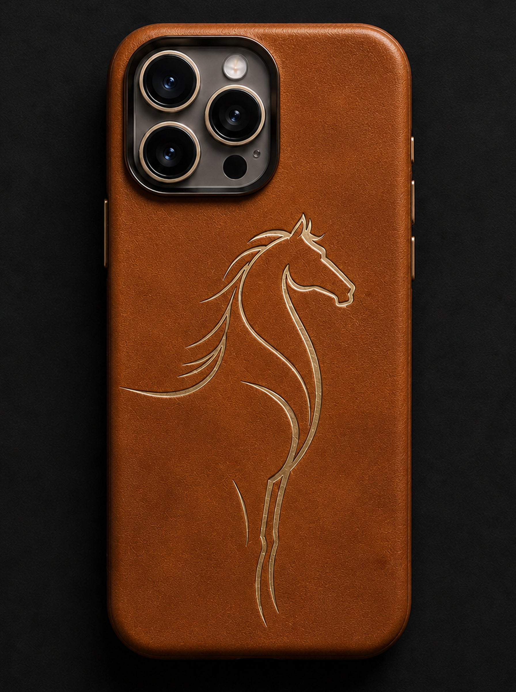 iPhone 16 Pro | Luxury Horse Premium Leather Case with Hidden MagSafe | Brown