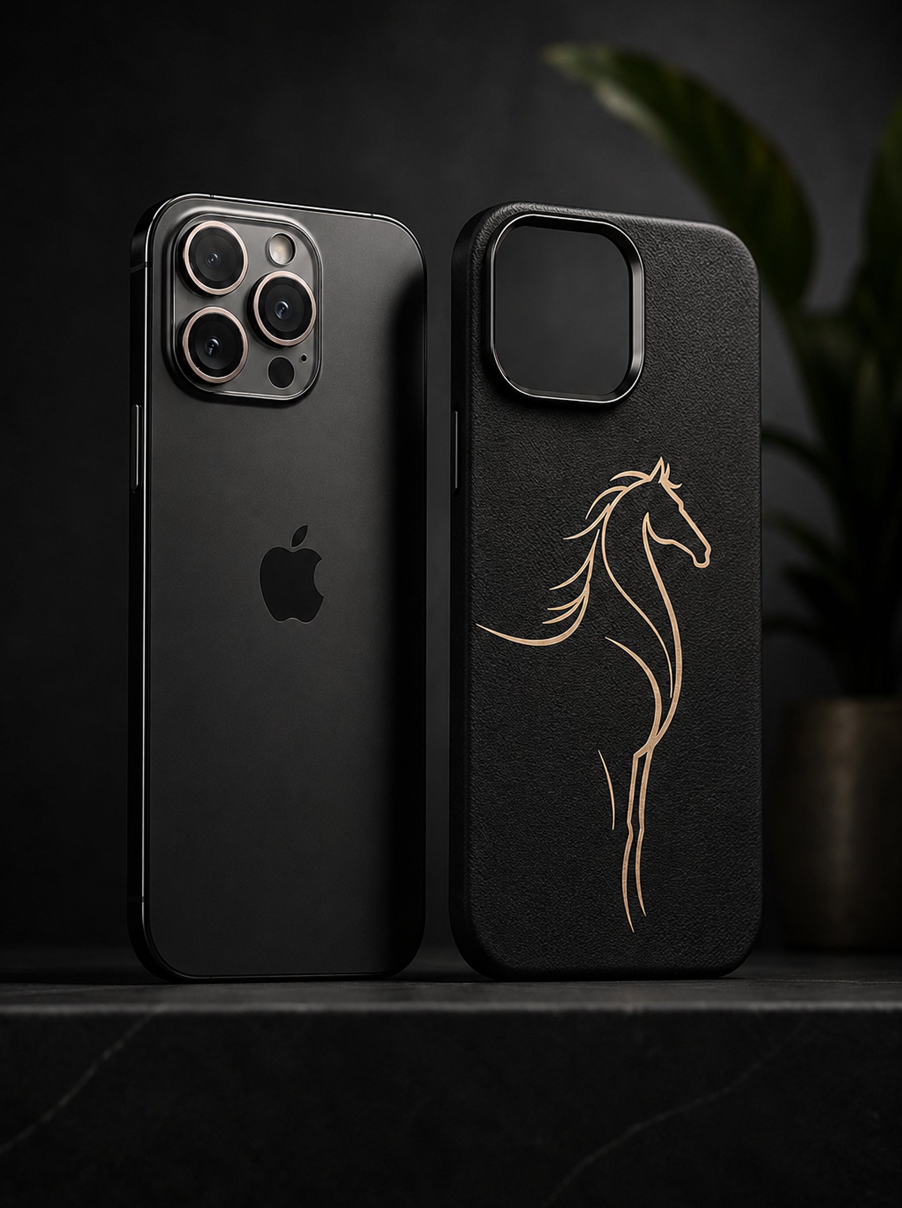 iPhone 16 Pro | Luxury Horse Premium Leather Case with Hidden MagSafe | Black