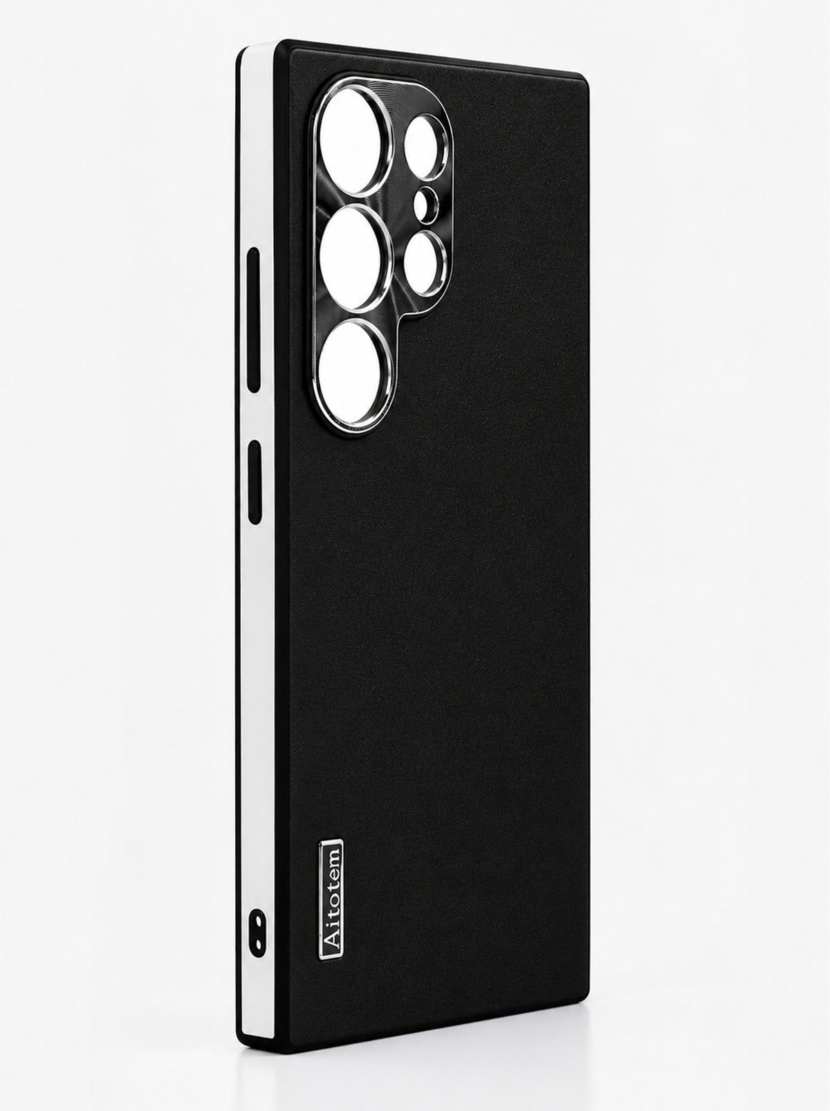Samsung S24 Ultra | Dual-ton Case | Leather Back | Metal Camera Lens Protection | Black