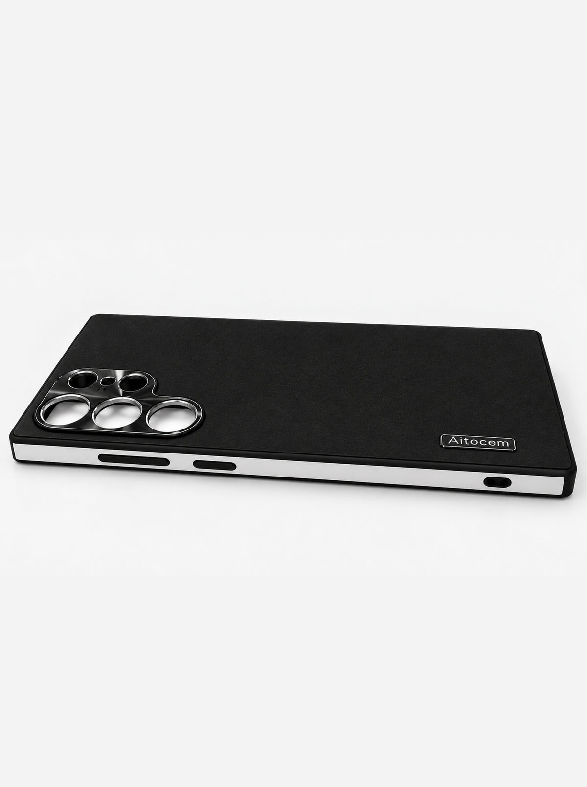 Samsung S24 Ultra | Dual-ton Case | Leather Back | Metal Camera Lens Protection | Black