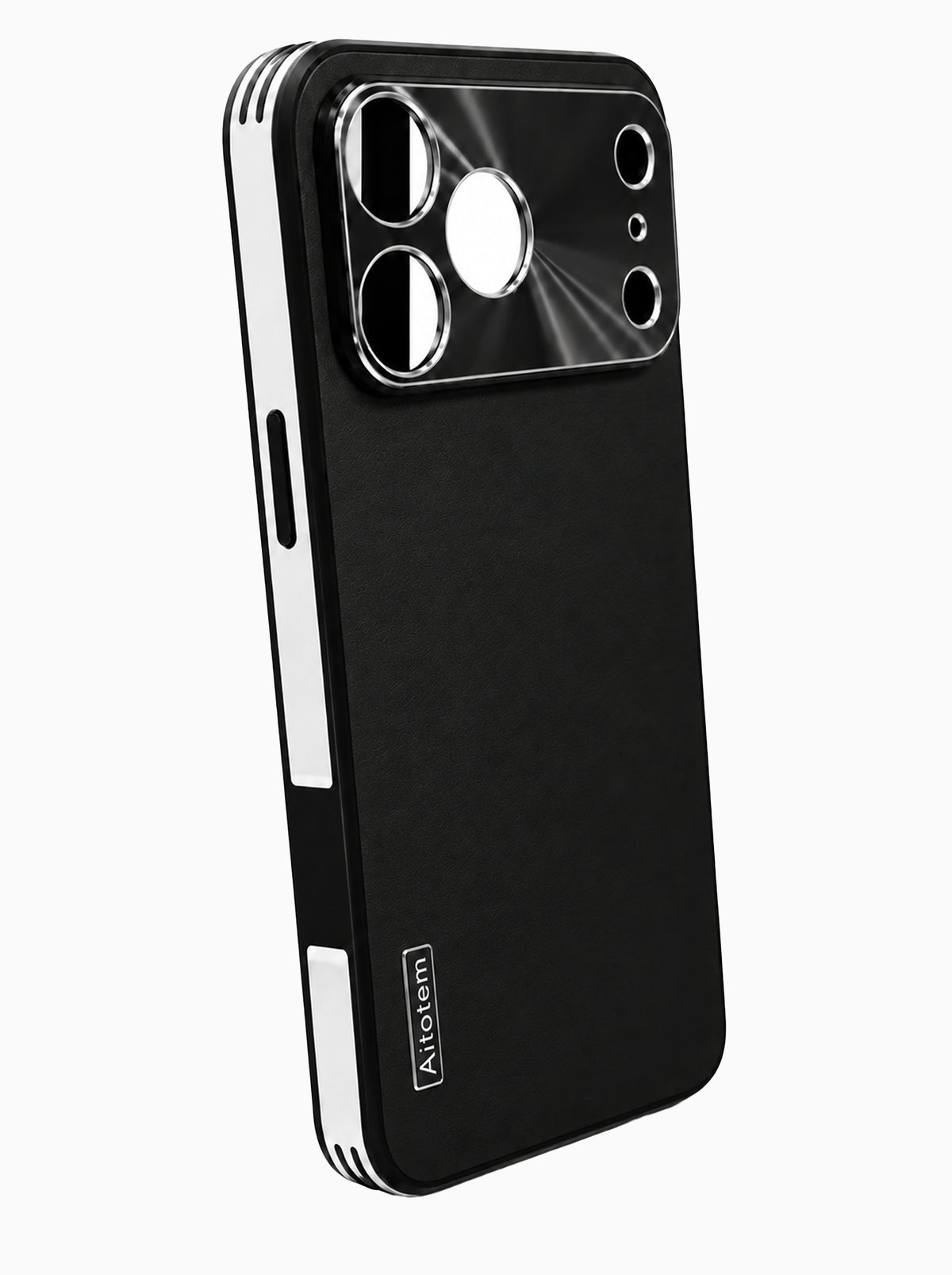 iPhone 17 Pro Max | Dual-ton Case | Leather Back | Metal Camera Lens Protection | Black