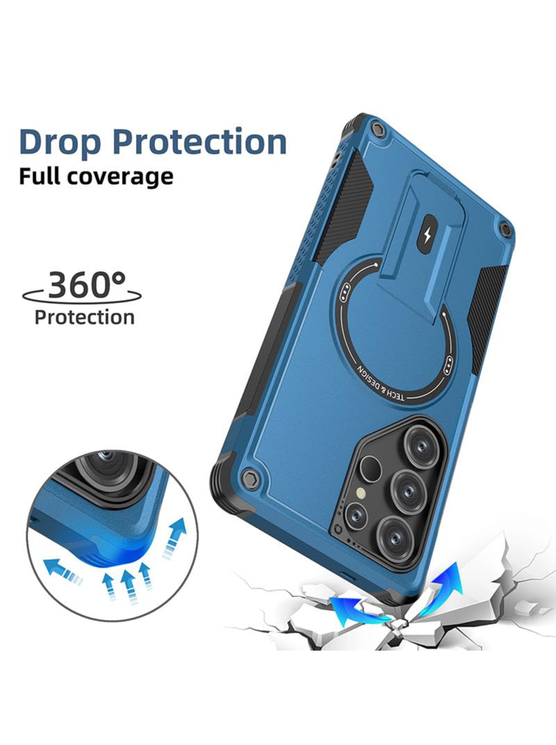 Samsung S25 ULTRA | DROP+ | Portable Kickstand | MagSafe Compatible Magnetic Case | Shockproof Military Grade Protection | BLUE COLOR