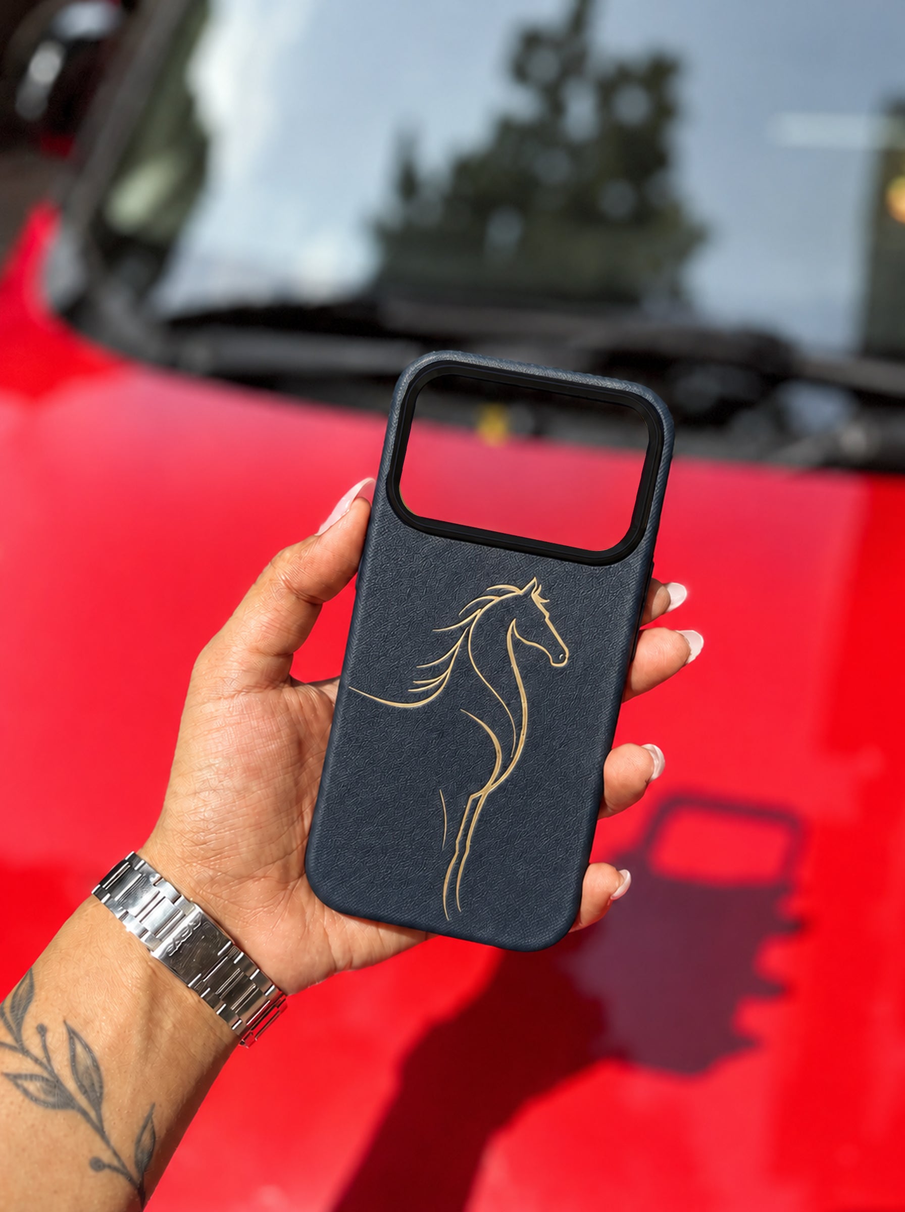 iPhone 17 Pro Max | Luxury Horse Premium Leather Case with Hidden MagSafe |  Blue