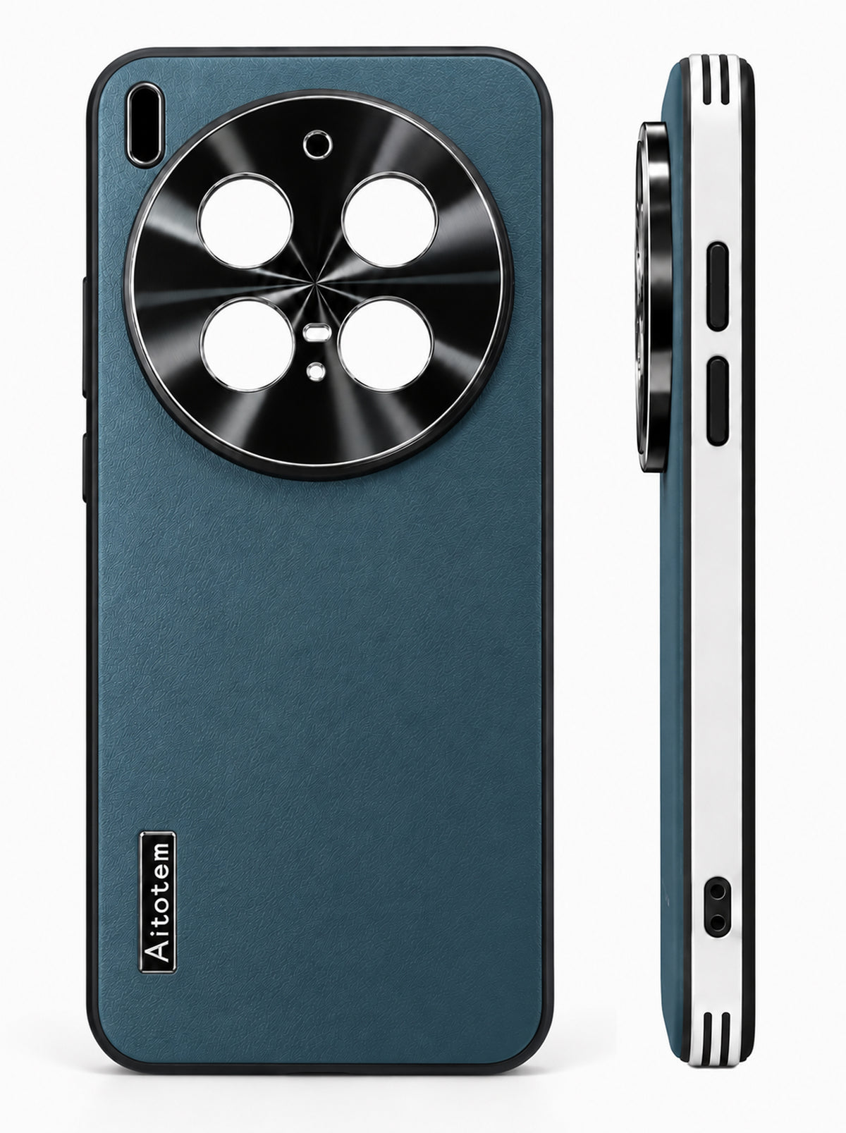 Vivo X300 Pro | Dual-ton Case | Leather Back | Metal Camera Lens Protection | Blue
