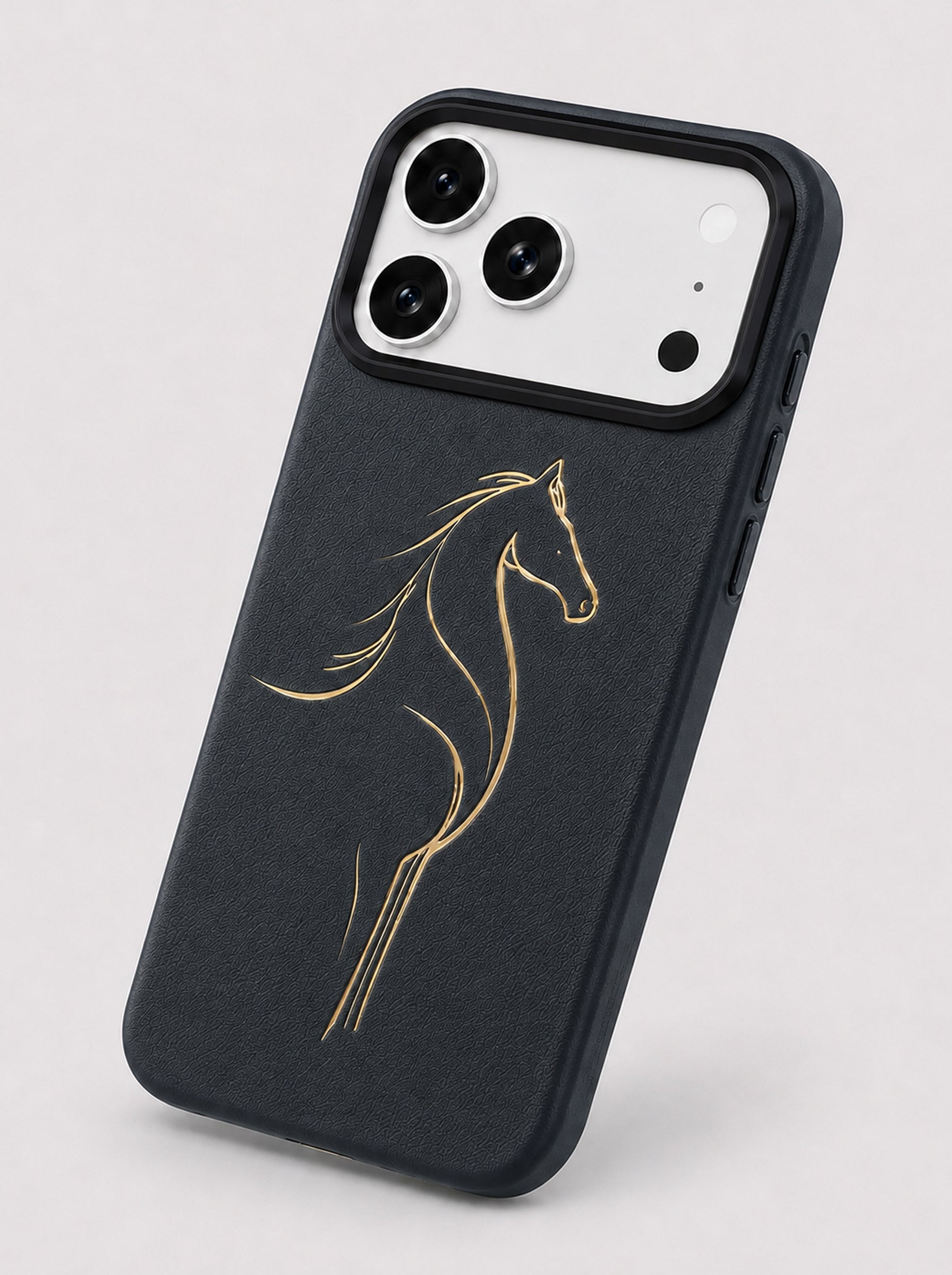 iPhone 17 Pro Max | Luxury Horse Premium Leather Case with Hidden MagSafe |  Black