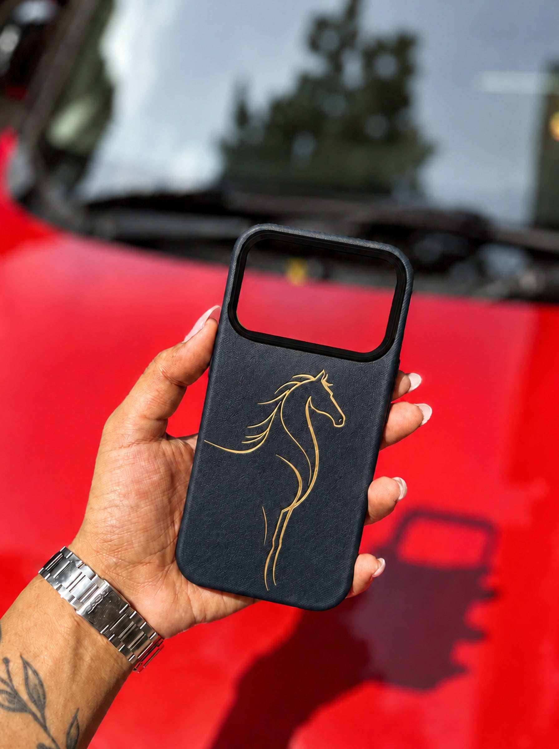 iPhone 17 Pro Max | Luxury Horse Premium Leather Case with Hidden MagSafe |  Black