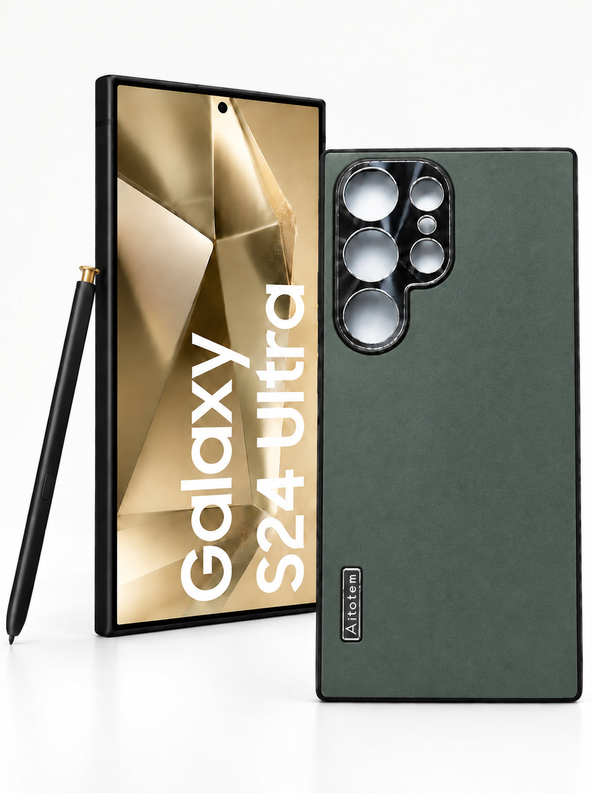 Samsung S24 Ultra | Dual-ton Case | Leather Back | Metal Camera Lens Protection | Sea Green