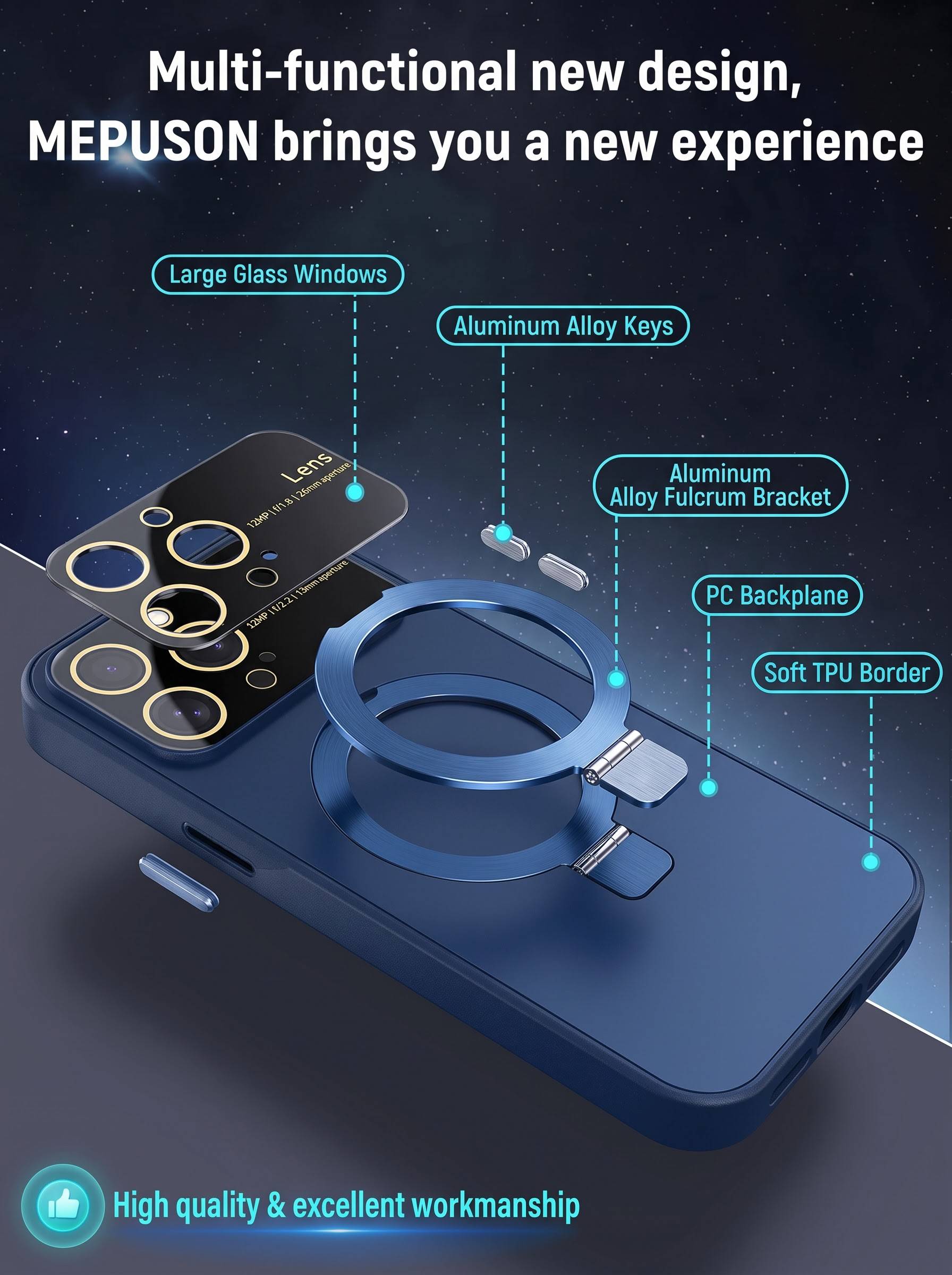 Camera lens protection case With Metal Stand for iPhone 13 Pro | Black