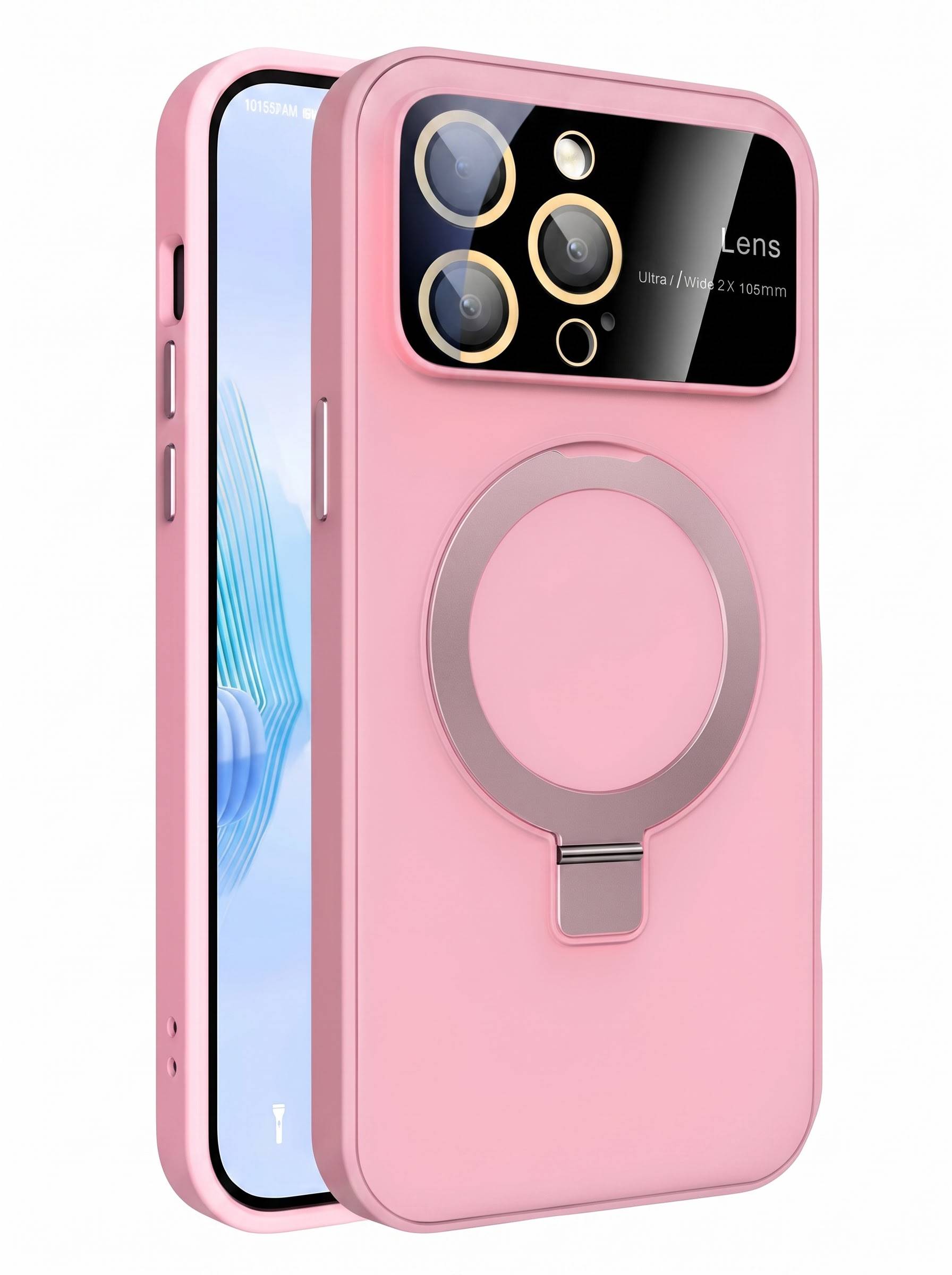 Camera lens protection case With Metal Stand for iPhone 13 Pro | Pink