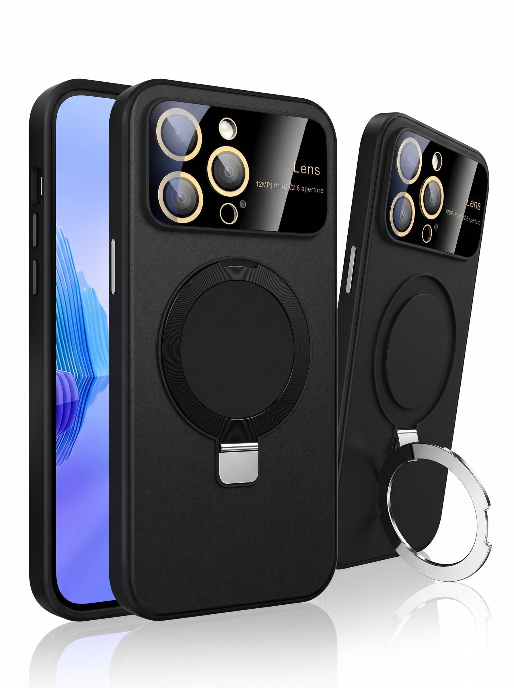 Camera lens protection case With Metal Stand for iPhone 13 Pro | Black