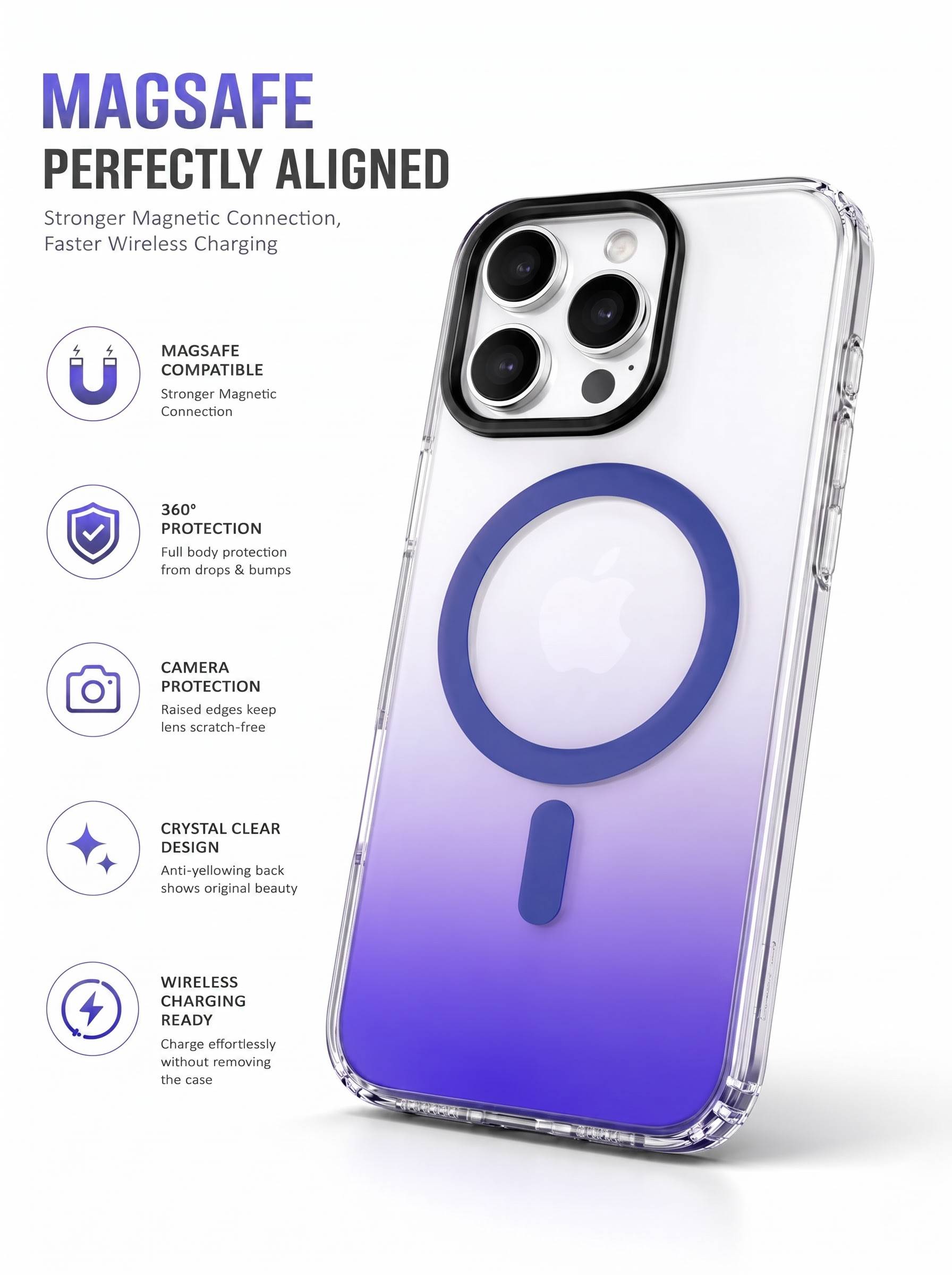 Double Shades Case With Magsafe For Apple iPhone 15 Pro Max - Purple