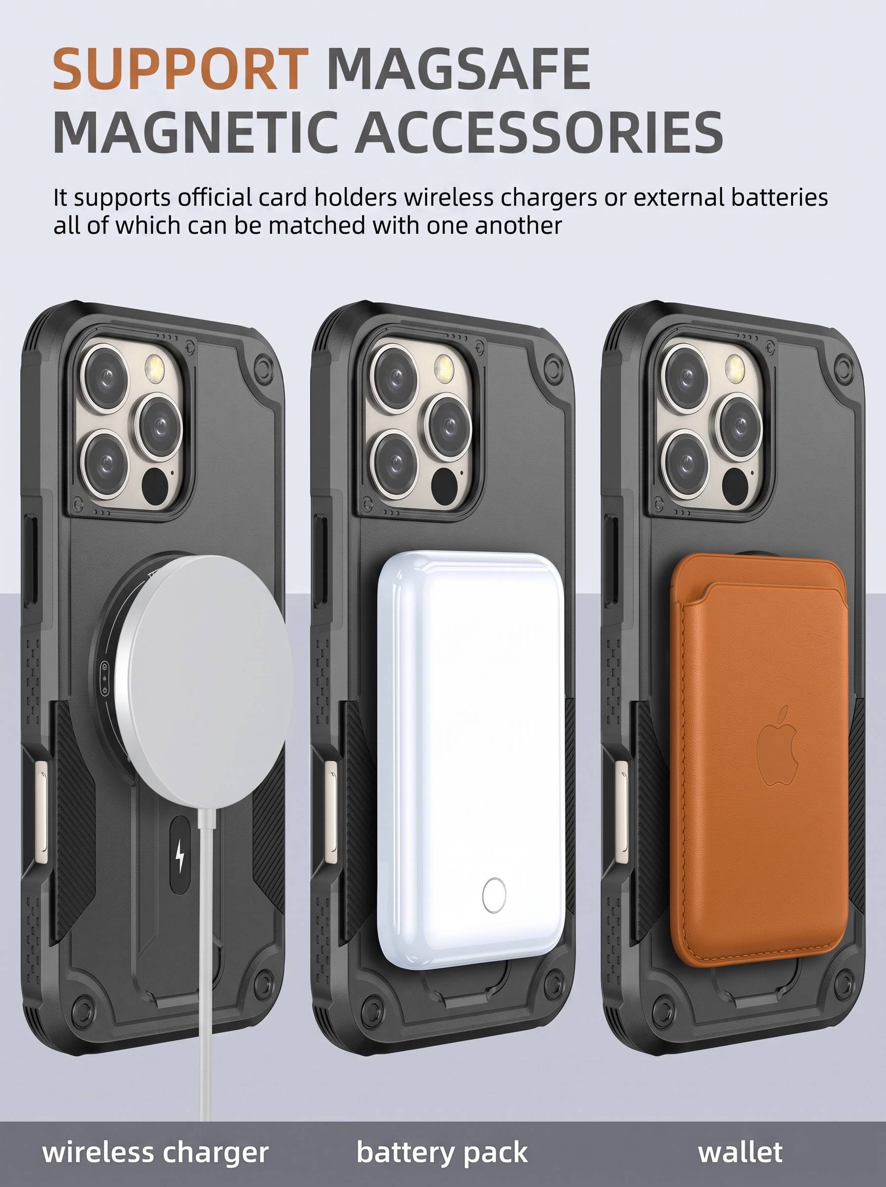 IPHONE 16 PRO MAX | DROP+ | Portable Kickstand | MagSafe Compatible Magnetic Case | Shockproof Military Grade Protection | BLACK COLOR