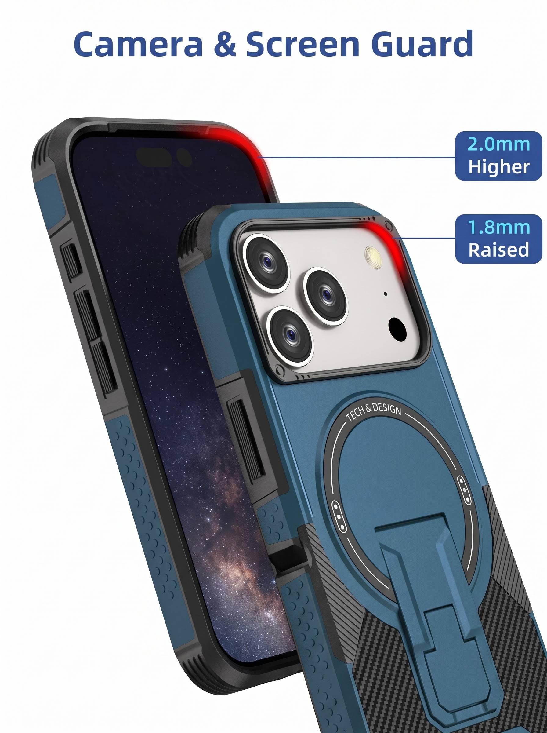 IPHONE 17 PRO MAX | DROP+ | Portable Kickstand | MagSafe Compatible Magnetic Case | Shockproof Military Grade Protection | BLUE COLOR