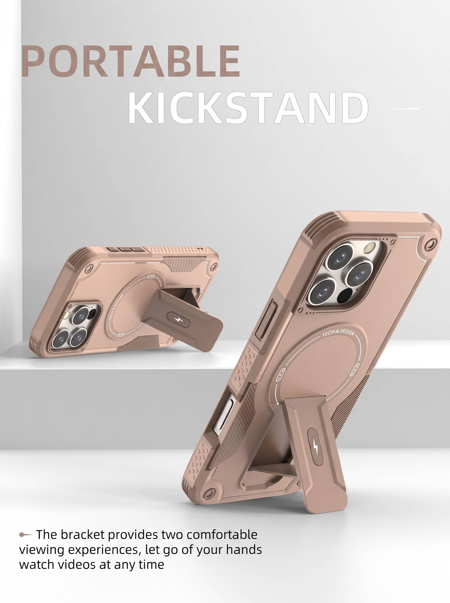 IPHONE 16 PRO | DROP+ | Portable Kickstand | MagSafe Compatible Magnetic Case | Shockproof Military Grade Protection | DESERT COLOR