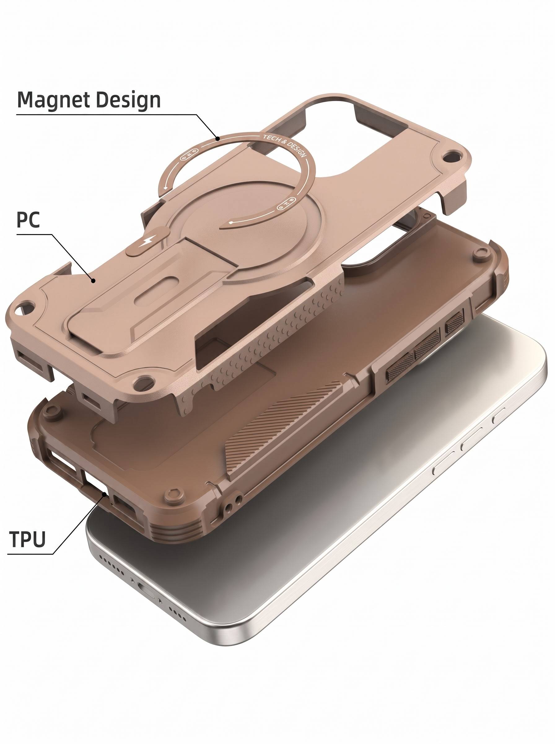 IPHONE 16 PRO MAX | DROP+ | Portable Kickstand | MagSafe Compatible Magnetic Case | Shockproof Military Grade Protection | DESERT COLOR