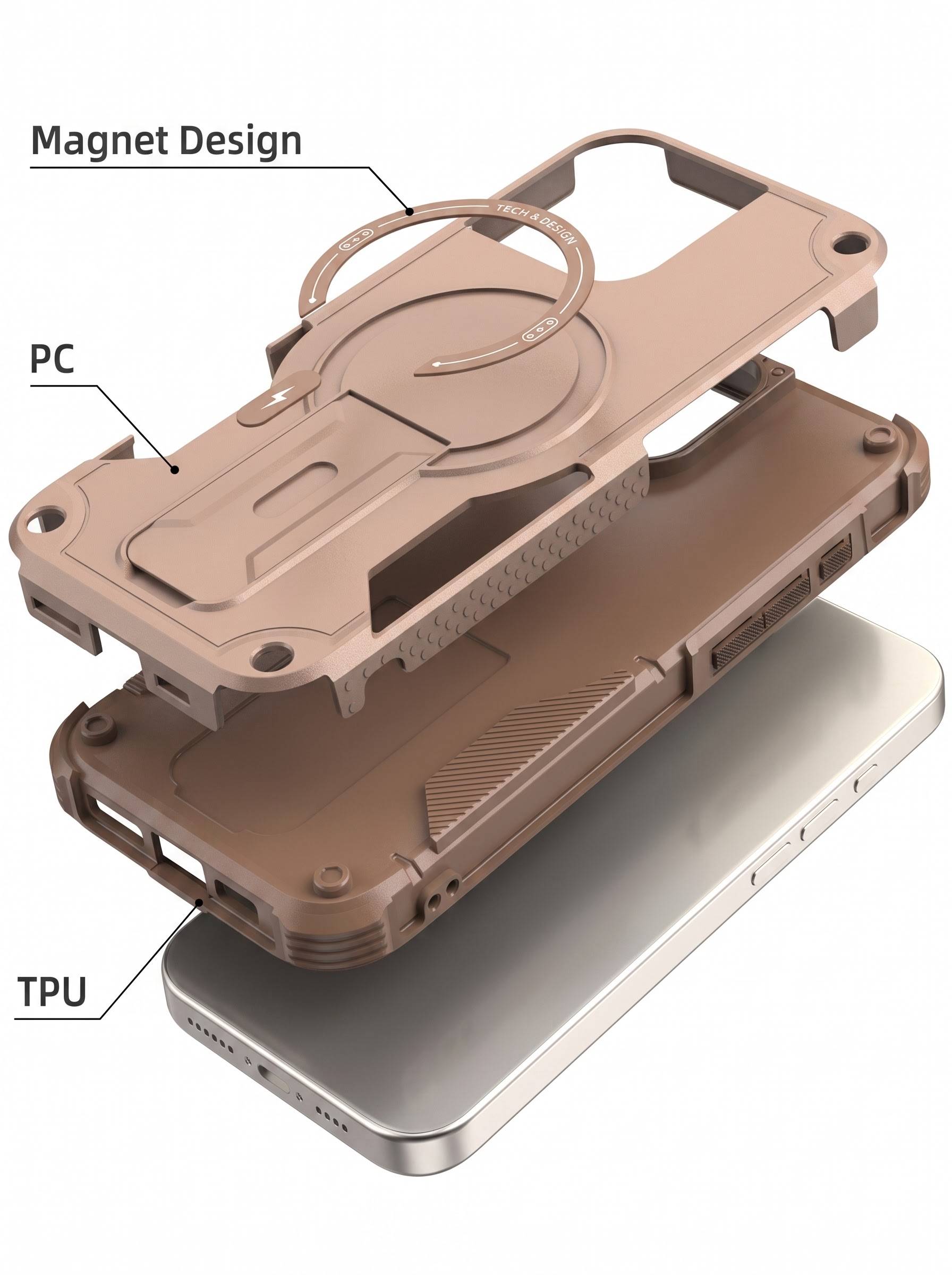 IPHONE 16 PRO | DROP+ | Portable Kickstand | MagSafe Compatible Magnetic Case | Shockproof Military Grade Protection | DESERT COLOR
