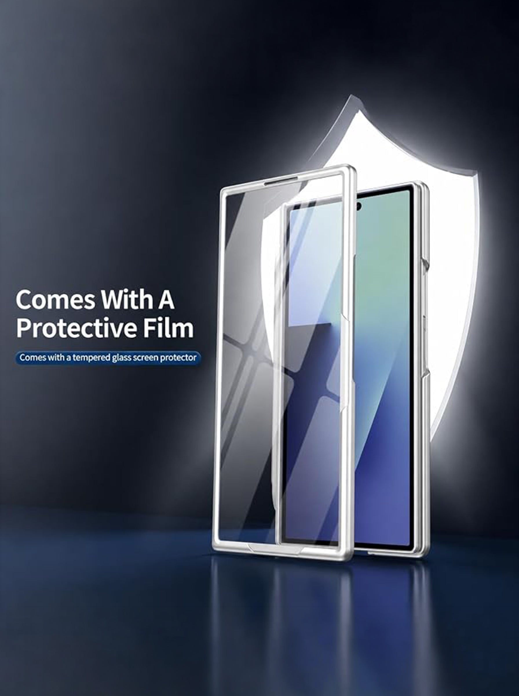 Samsung Z Fold 7 | 360° Rotating Ring Stand | Built-in Screen Protector | Hinge Protection | Included Stylus Pen (Matte Gray)