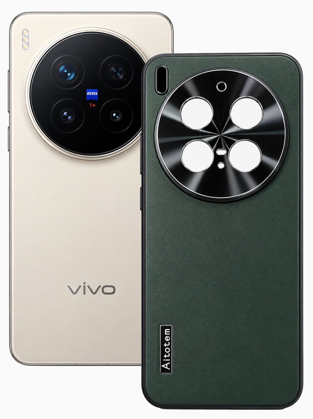 Vivo X300 Pro | Dual-ton Case | Leather Back | Metal Camera Lens Protection | Green