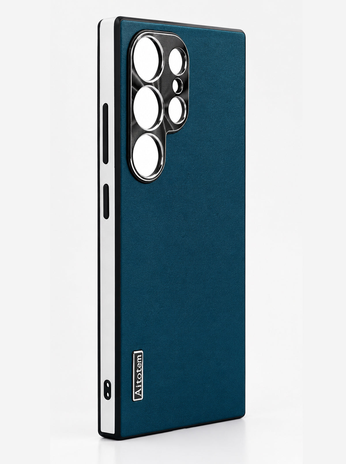 Samsung S24 Ultra | Dual-ton Case | Leather Back | Metal Camera Lens Protection | Navy Blue