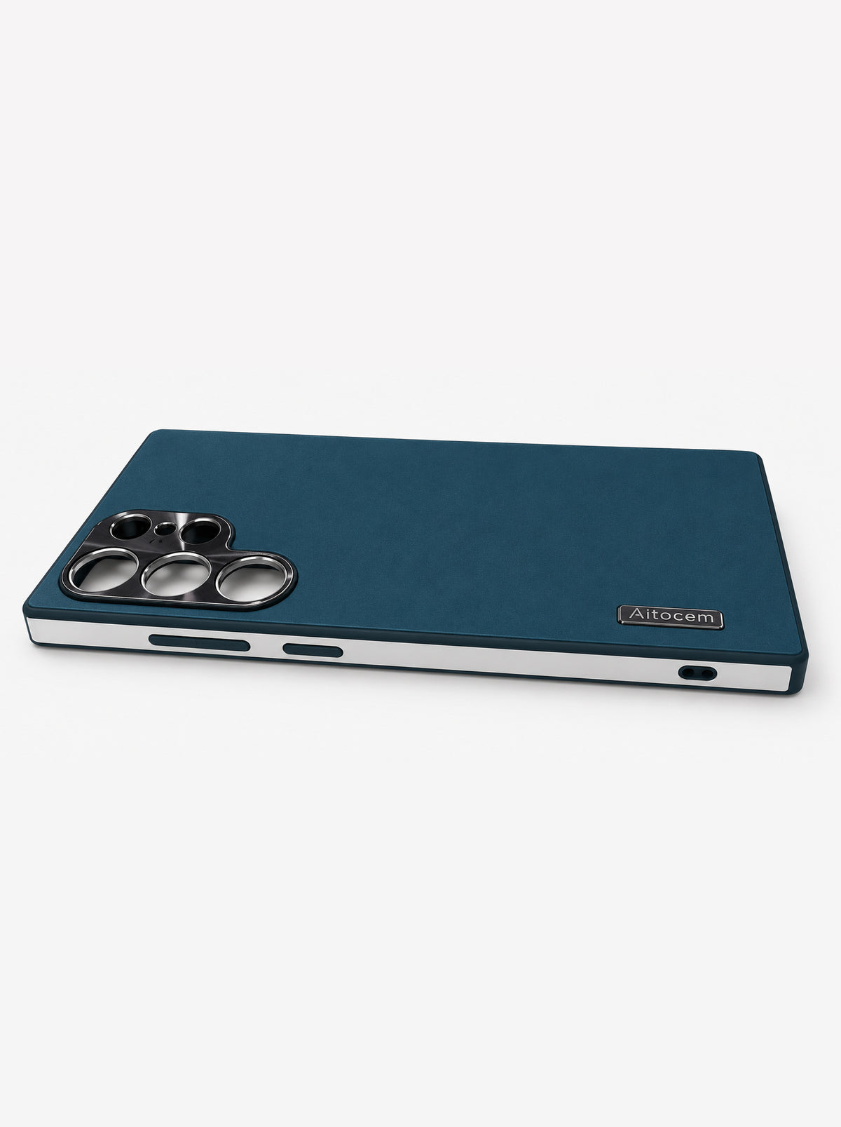 Samsung S24 Ultra | Dual-ton Case | Leather Back | Metal Camera Lens Protection | Navy Blue
