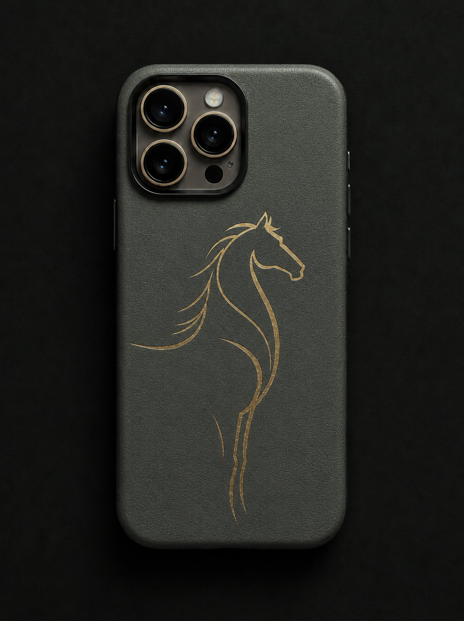 iPhone 16 Pro | Luxury Horse Premium Leather Case with Hidden MagSafe | Gray