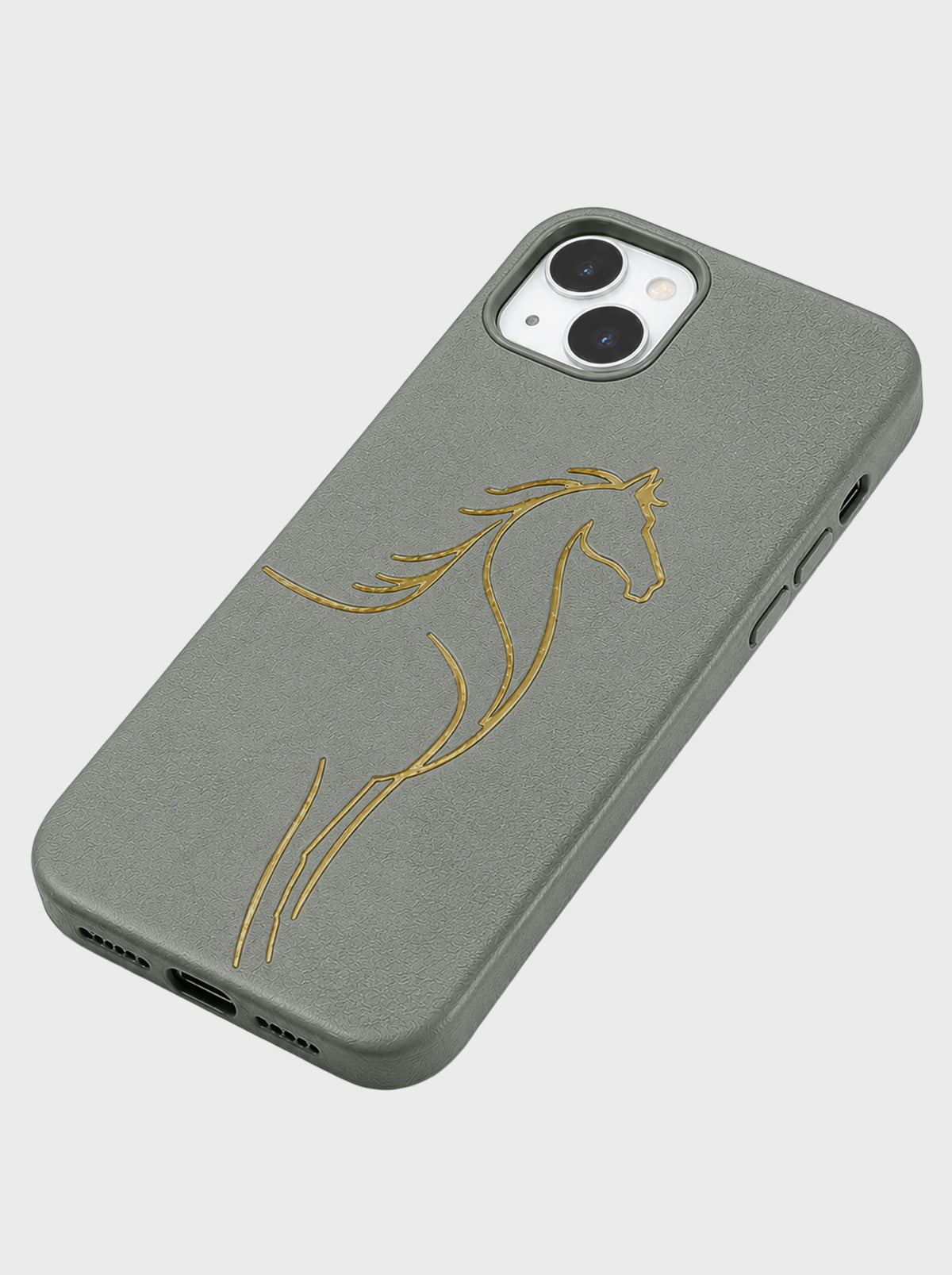 iPhone 13 | Luxury Horse Premium Leather Case with Hidden MagSafe | Gray