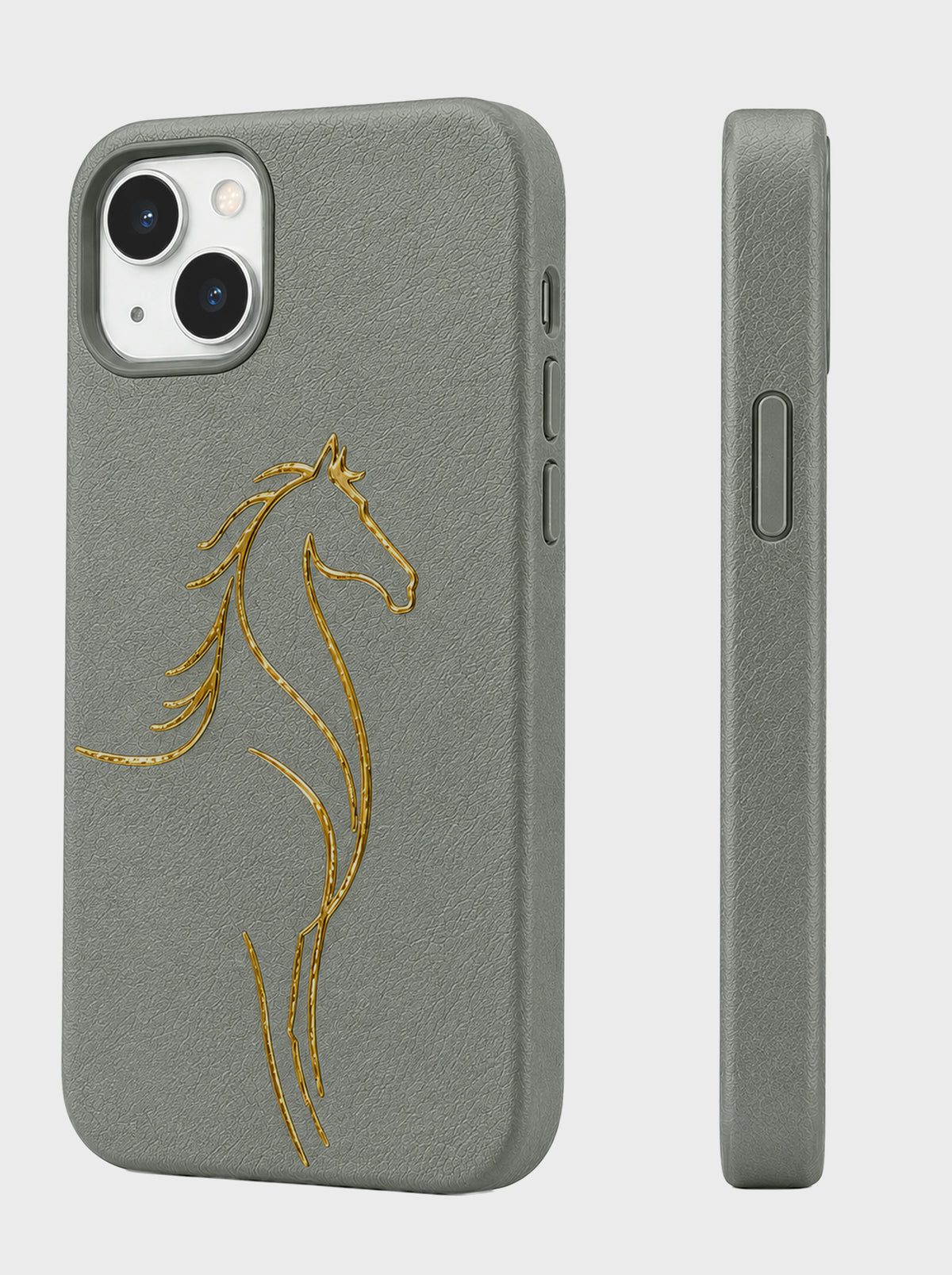 iPhone 13 | Luxury Horse Premium Leather Case with Hidden MagSafe | Gray