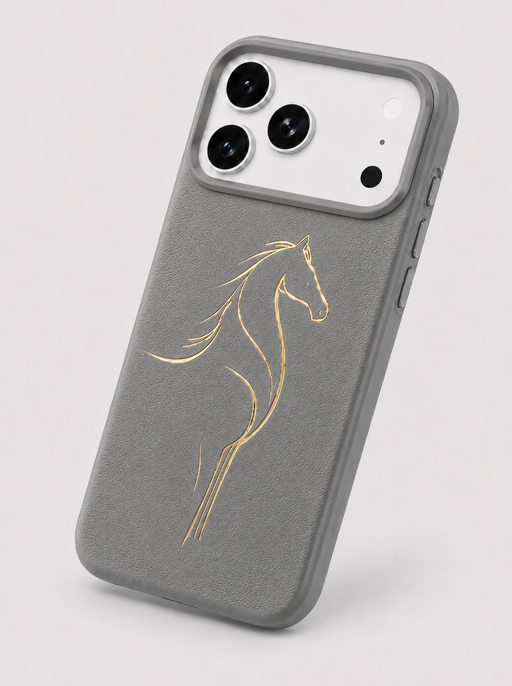 iPhone 17 Pro Max | Luxury Horse Premium Leather Case with Hidden MagSafe | Gray