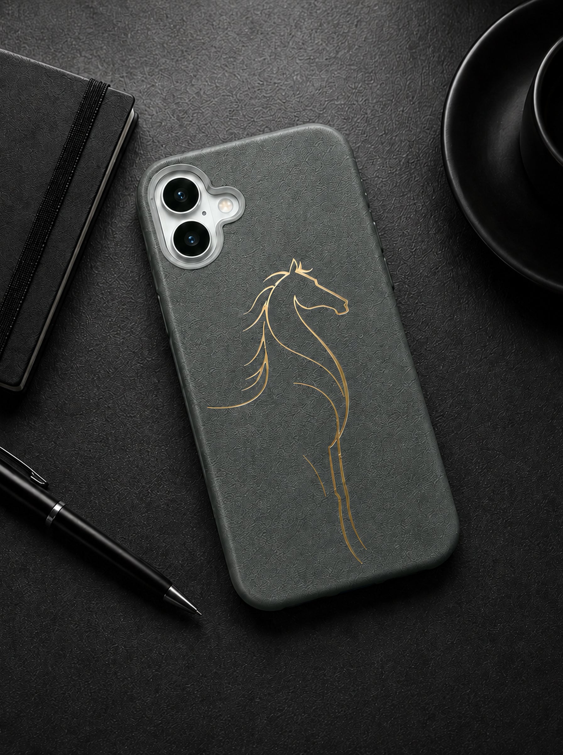 iPhone 17 | Luxury Horse Premium Leather Case with Hidden MagSafe | Gray