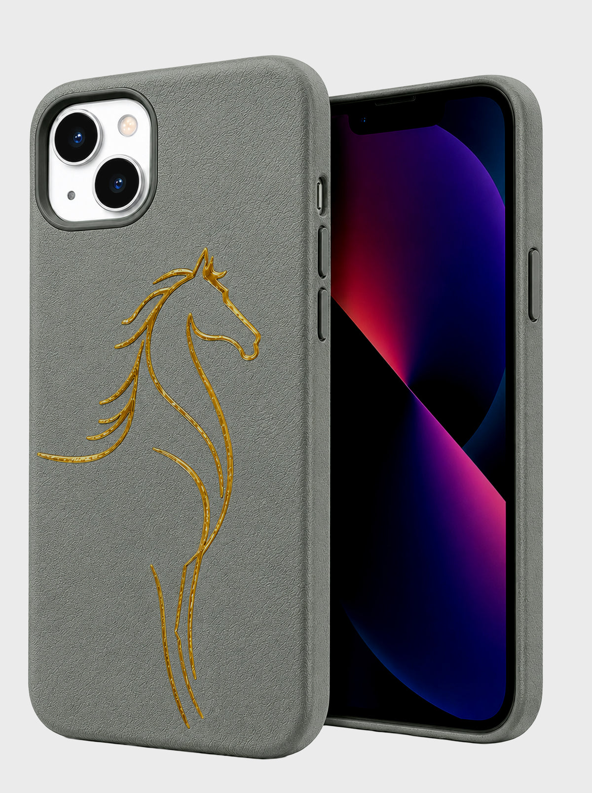iPhone 13 | Luxury Horse Premium Leather Case with Hidden MagSafe | Gray