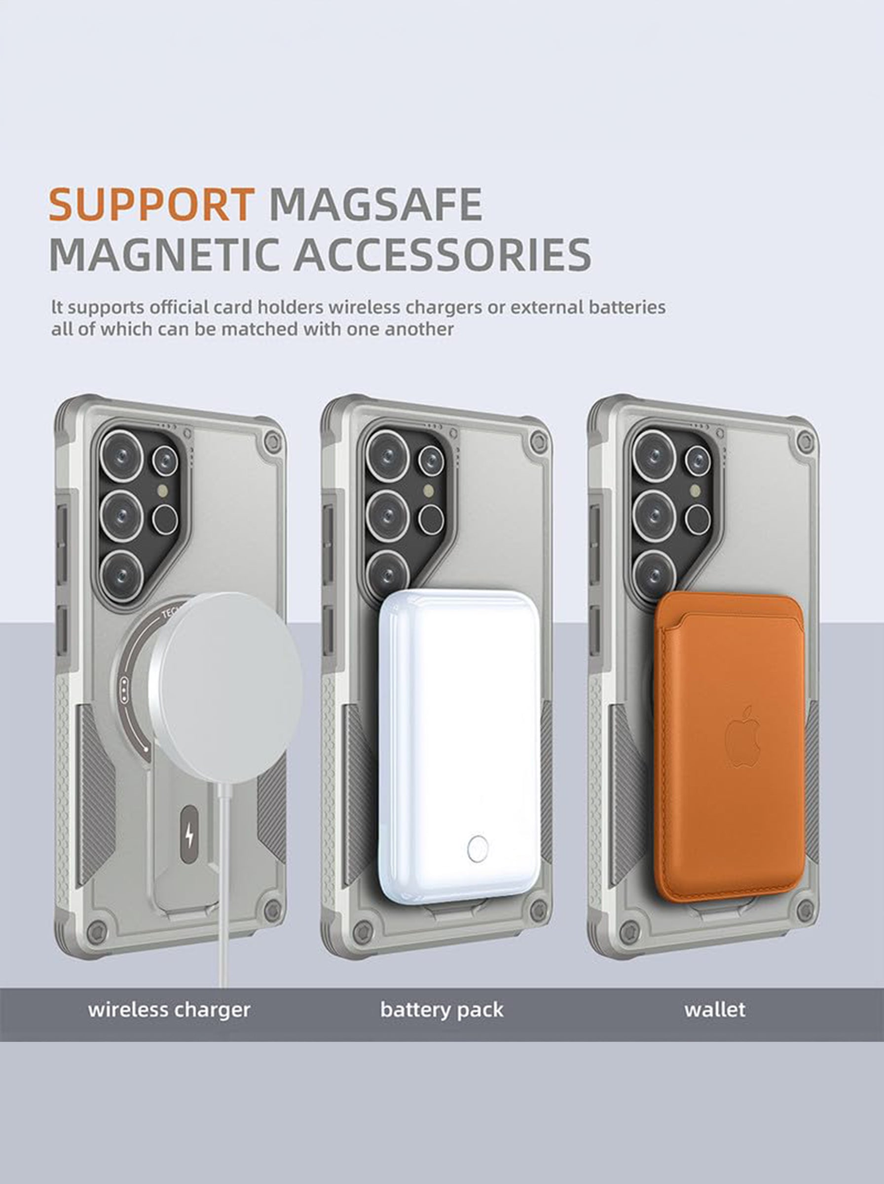 SAMSUNG S25 ULTRA | DROP+ | Portable Kickstand | MagSafe Compatible Magnetic Case | Shockproof Military Grade Protection | GRAY COLOR