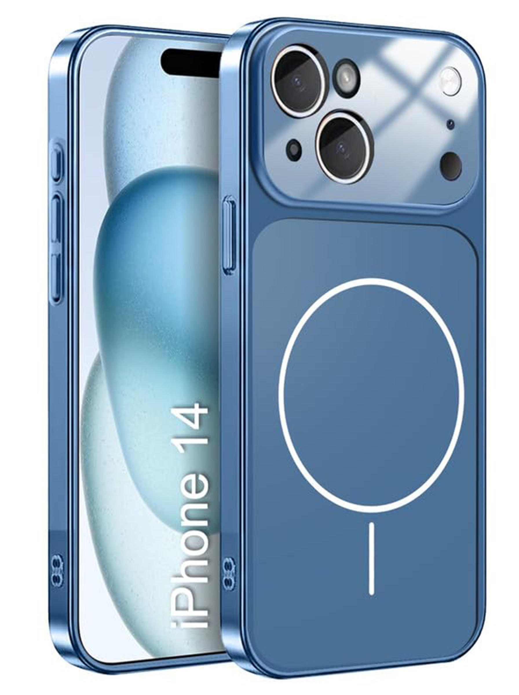Converter Case for iPhone 14 | MagSafe | iPhone 17 Pro Series Style Design | in Built Camera Guard | Wireless Charging | BLUE COLOR