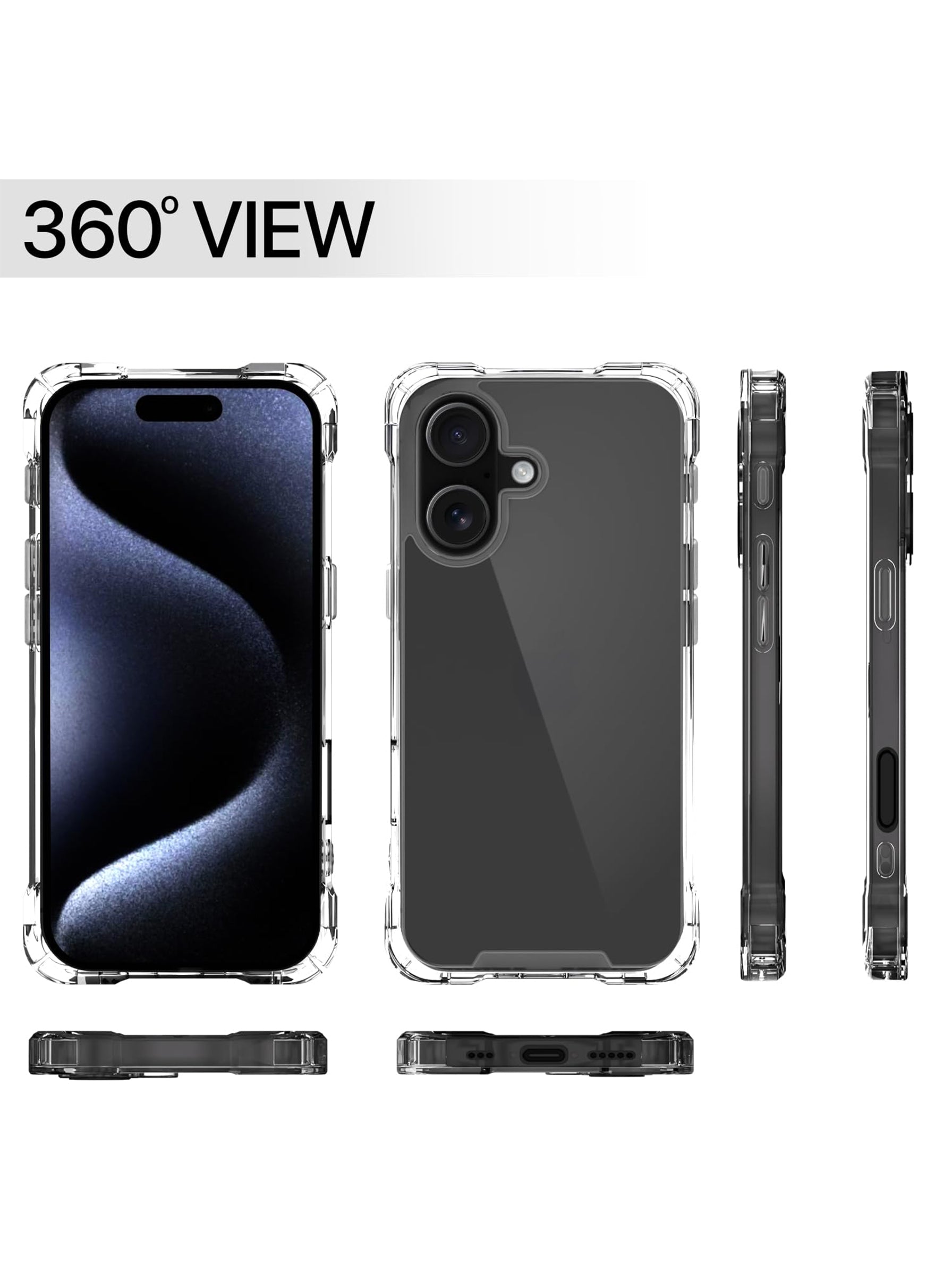 IPHONE 17 | PC + TPU | Clear Transparent | 360 Edges Protection | Phone Bumper Case (Transparent)