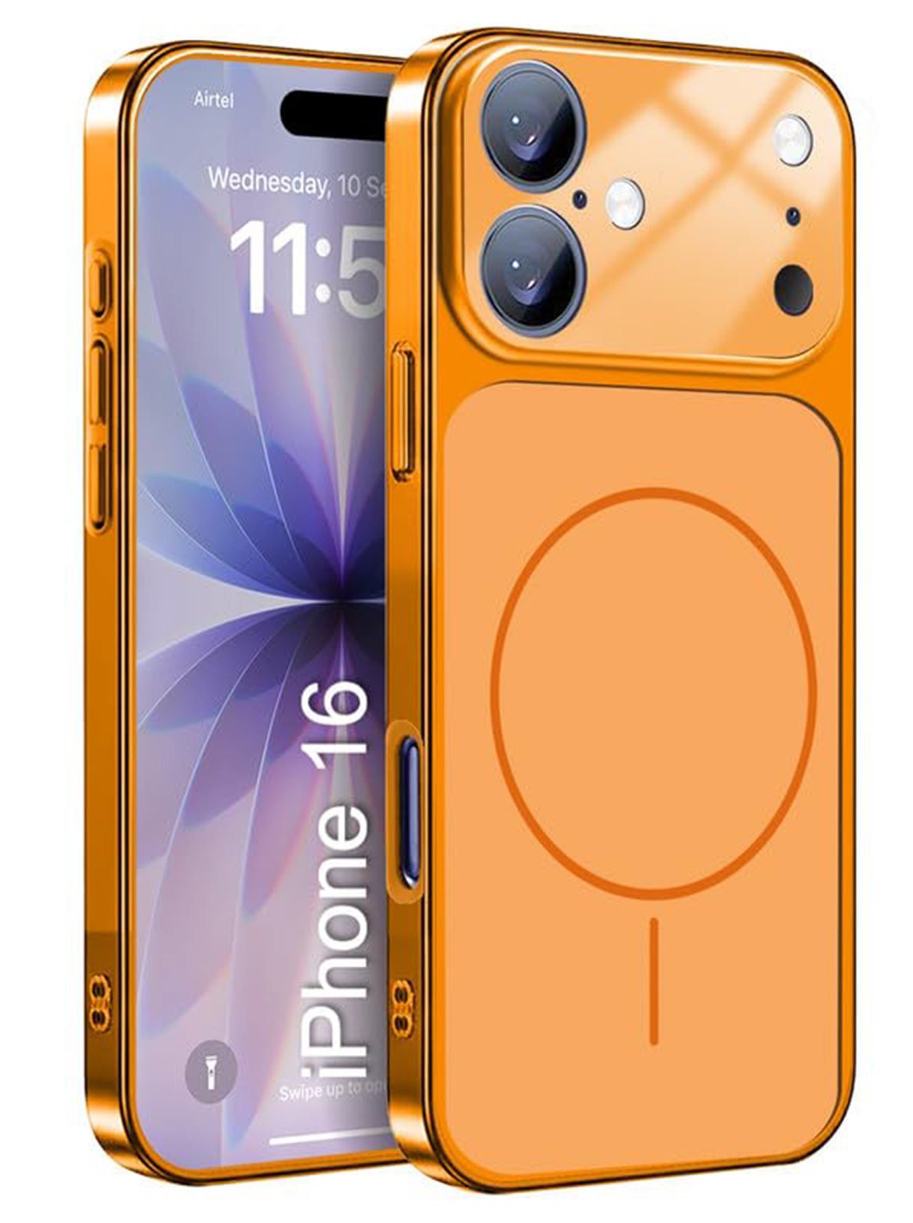 Converter Case for iPhone 16 | MagSafe | iPhone 17 Pro Series Style Design | in Built Camera Guard | Wireless Charging | ORANGE COLOR