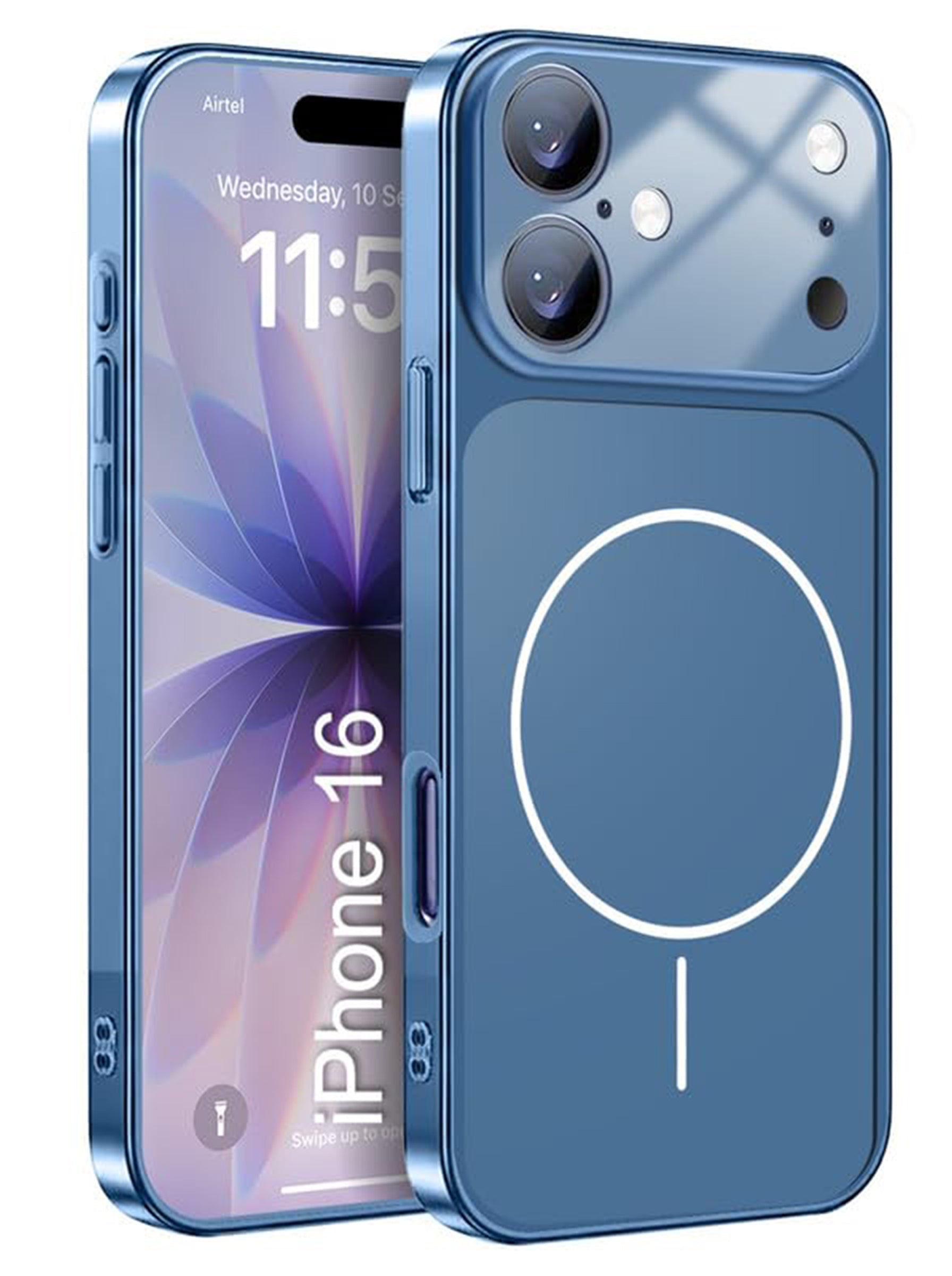 Converter Case for iPhone 16 | MagSafe | iPhone 17 Pro Series Style Design | in Built Camera Guard | Wireless Charging | BLUE COLOR