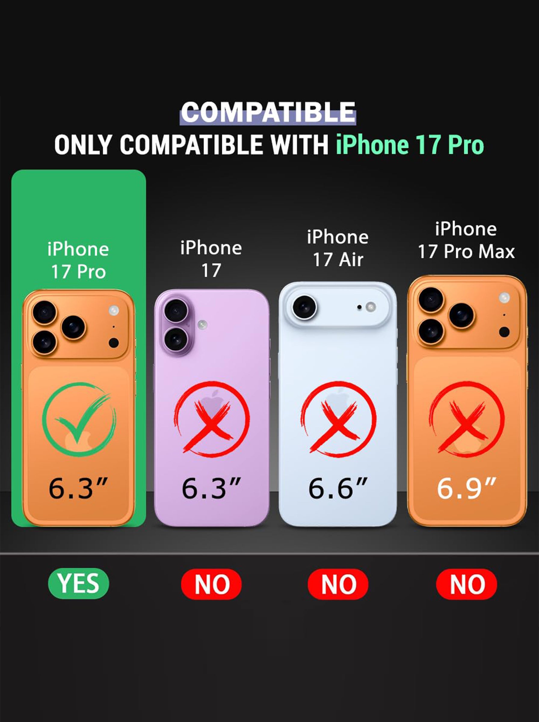 iPhone 17 Pro | PC + TPU | Clear Transparent | 360 Edges Protection | Phone Bumper Case (Transparent)