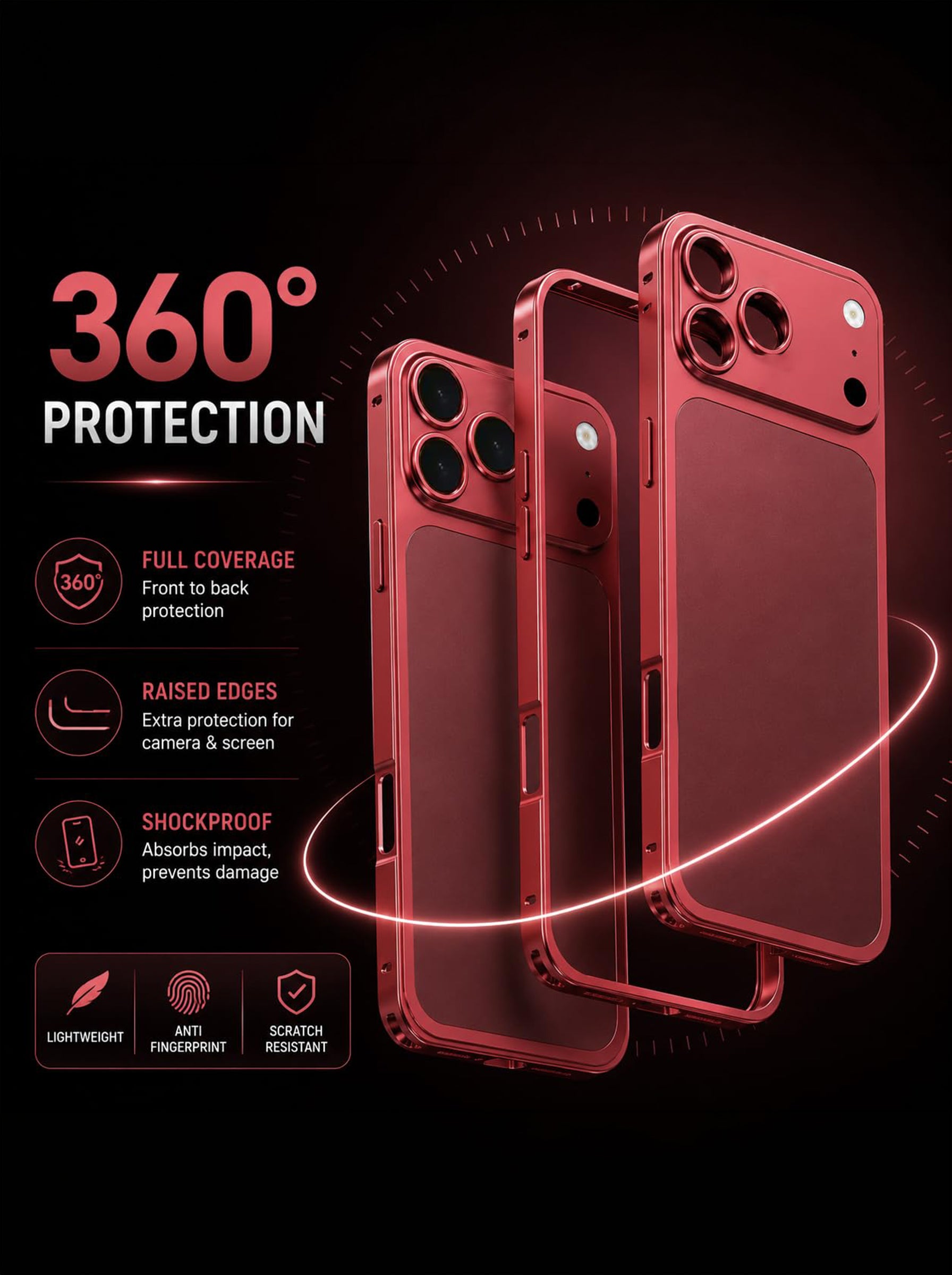 iPhone 16 Pro to iPhone 18 Pro | Converter Kit | Premium Aluminum Back Plate & Metal Side Frame | Peel & Stick Installation | Cherry Color
