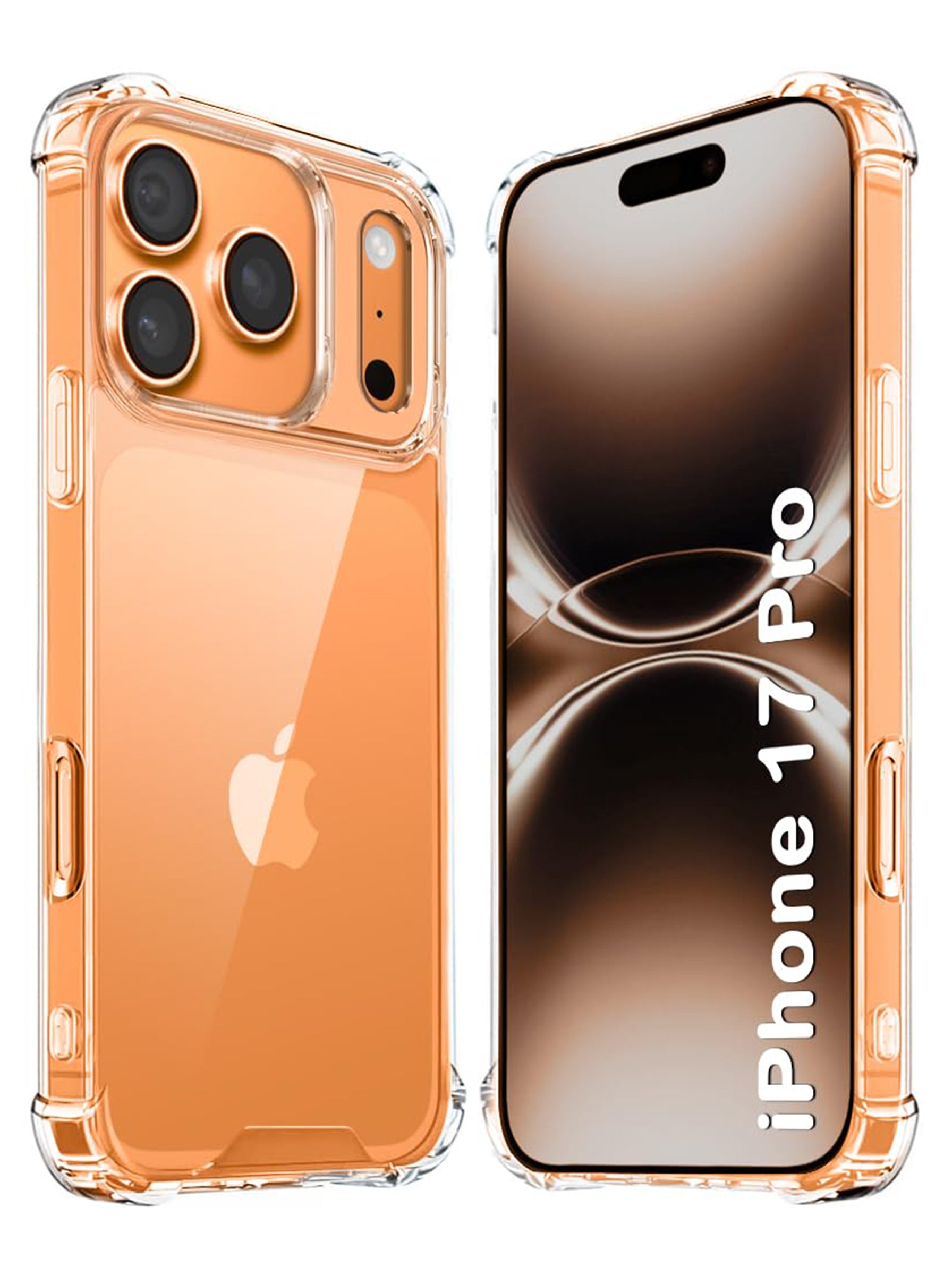 iPhone 17 Pro | PC + TPU | Clear Transparent | 360 Edges Protection | Phone Bumper Case (Transparent)