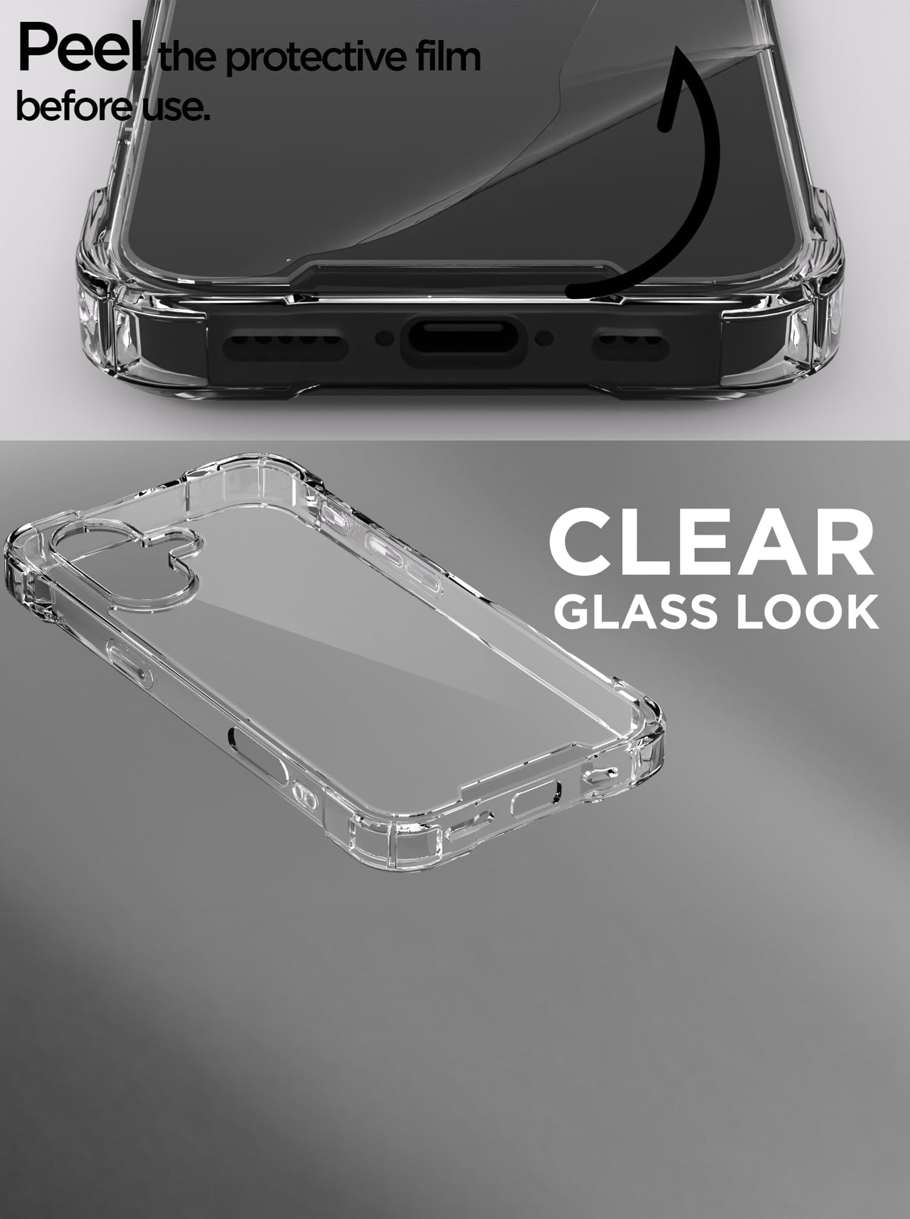 IPHONE 17 | PC + TPU | Clear Transparent | 360 Edges Protection | Phone Bumper Case (Transparent)