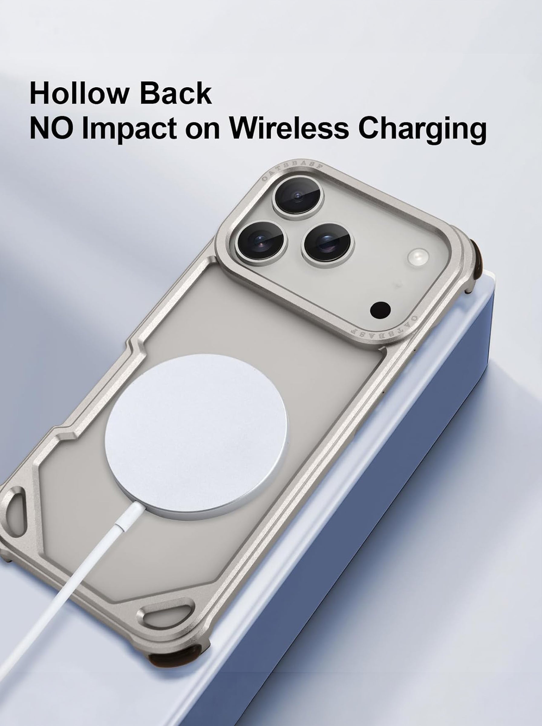IPHONE 17 PRO | HOLLOW METAL CASE | RAISED EDGE PROTECTION | SILVER COLOR
