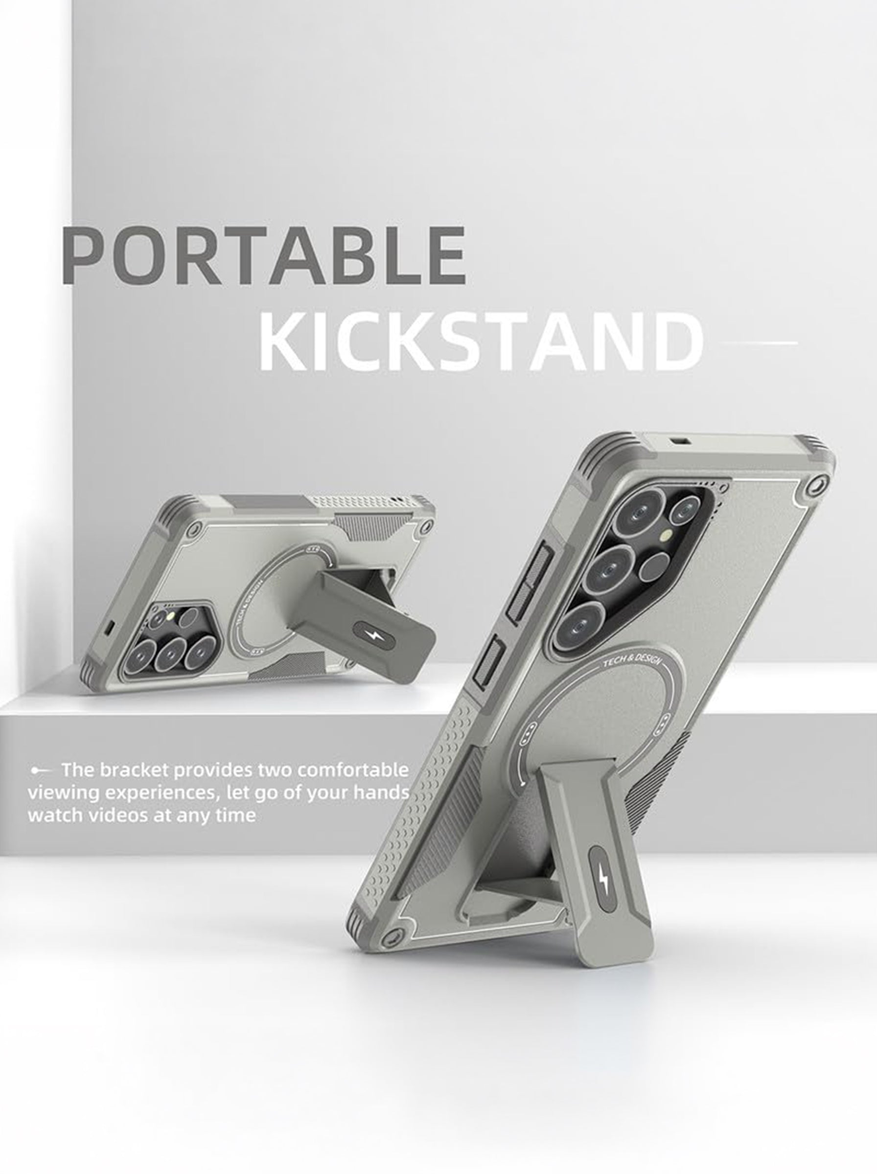 SAMSUNG S25 ULTRA | DROP+ | Portable Kickstand | MagSafe Compatible Magnetic Case | Shockproof Military Grade Protection | GRAY COLOR