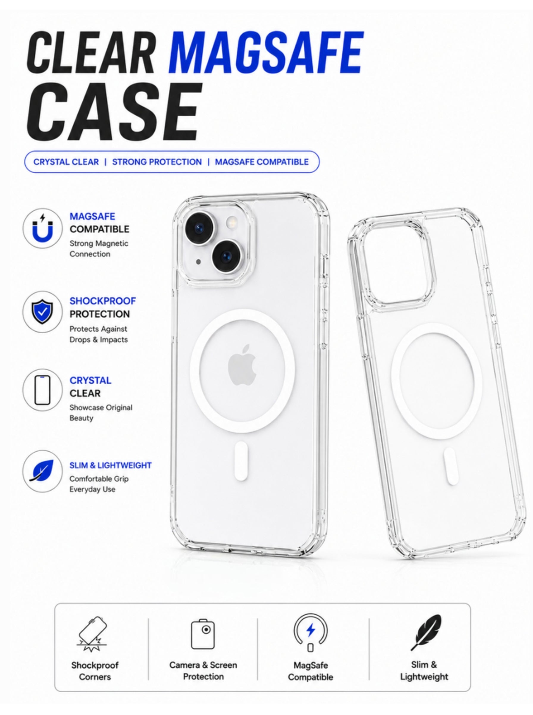 iPhone 15 | Evo Clear PC+TPU | Clear Case With Magsafe
