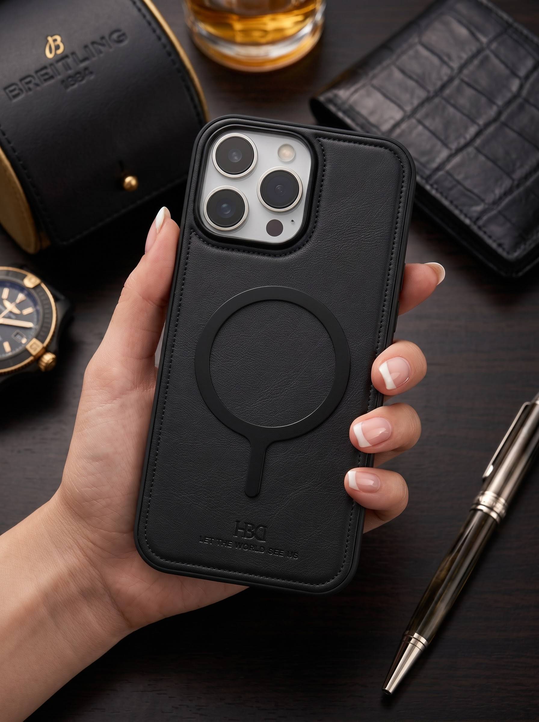 HDD Leather Case With Metal Magasfe