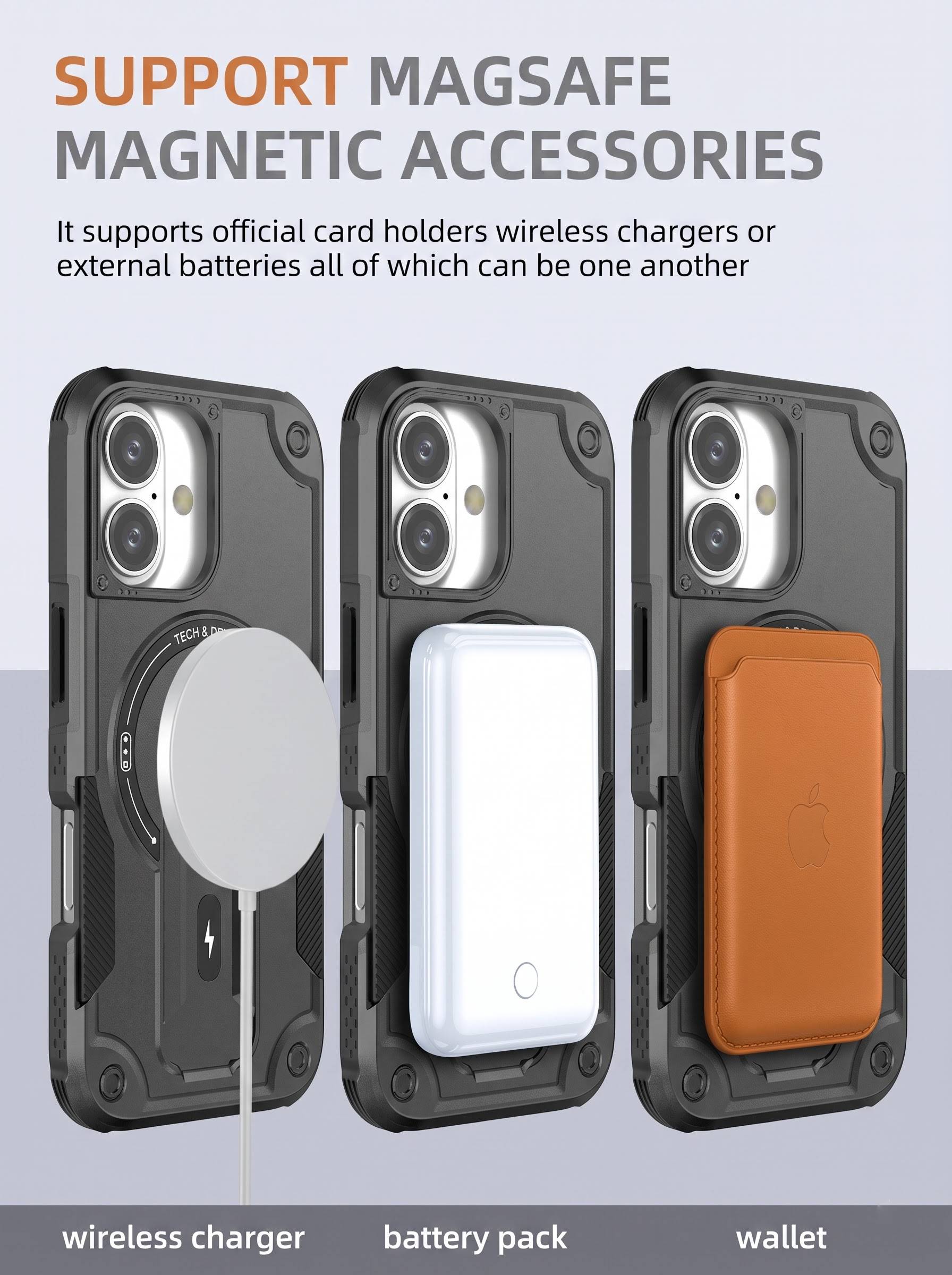 IPHONE 17 | DROP+ | Portable Kickstand | MagSafe Compatible Magnetic Case | Shockproof Military Grade Protection | BLACK COLOR