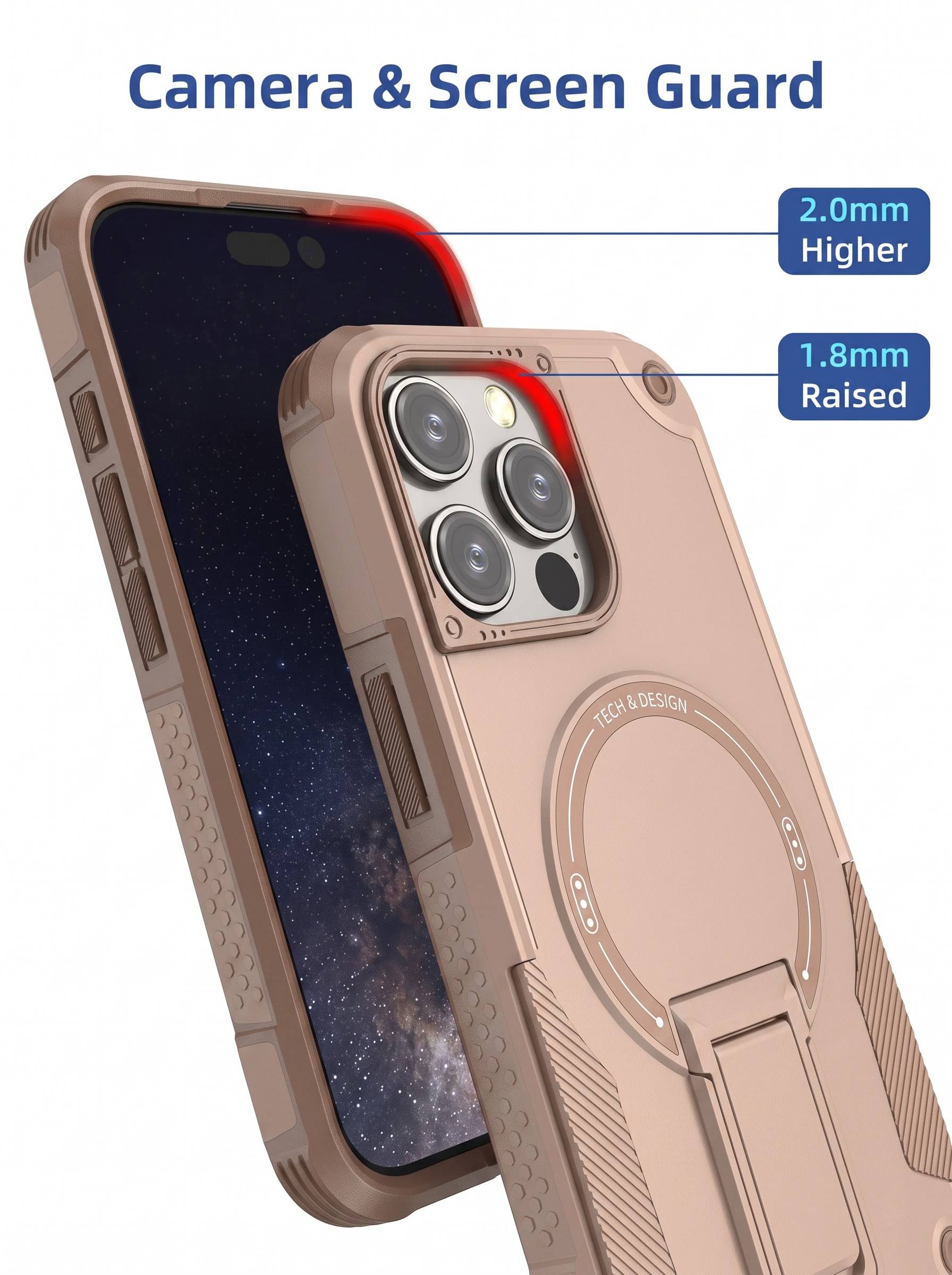 IPHONE 16 PRO | DROP+ | Portable Kickstand | MagSafe Compatible Magnetic Case | Shockproof Military Grade Protection | DESERT COLOR