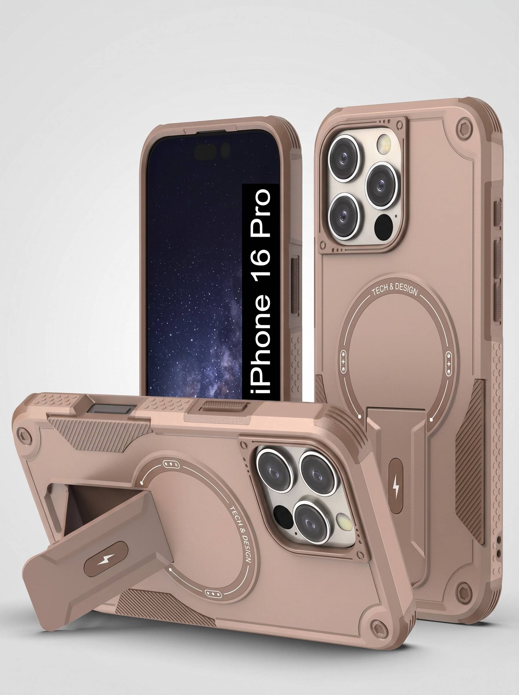 IPHONE 16 PRO | DROP+ | Portable Kickstand | MagSafe Compatible Magnetic Case | Shockproof Military Grade Protection | DESERT COLOR
