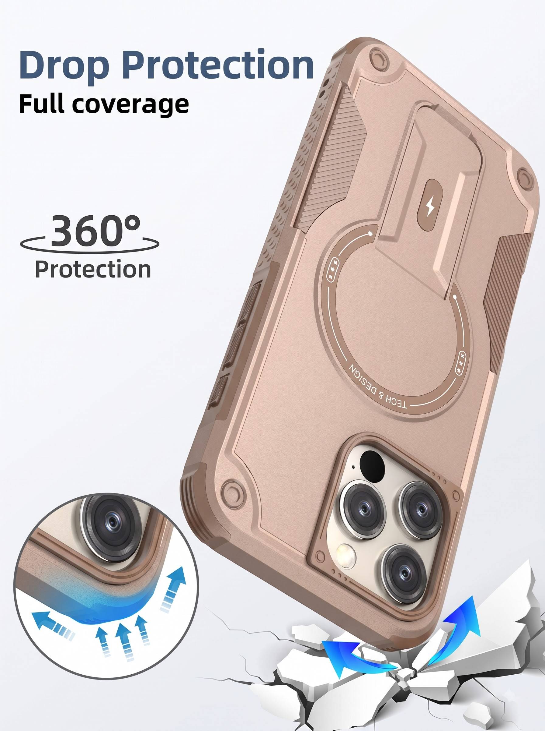 IPHONE 16 PRO | DROP+ | Portable Kickstand | MagSafe Compatible Magnetic Case | Shockproof Military Grade Protection | DESERT COLOR