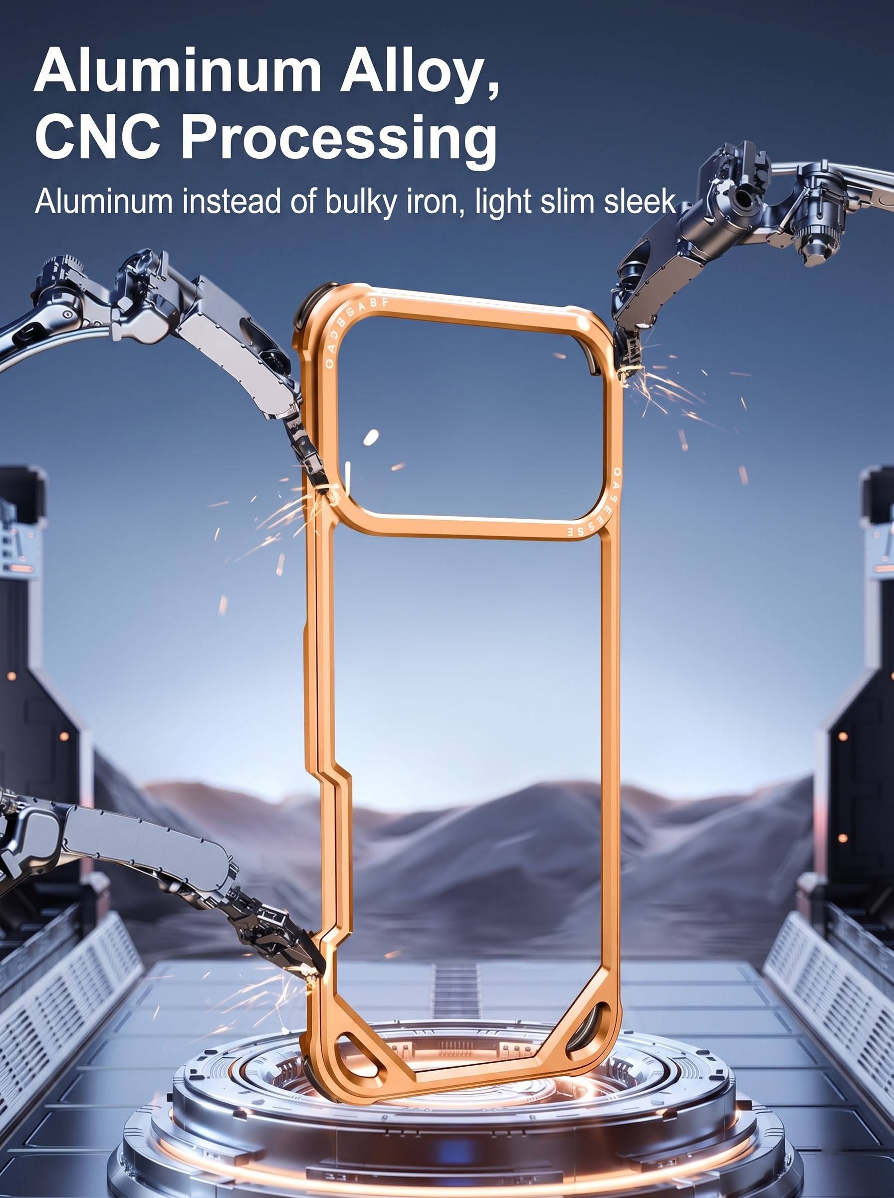 IPHONE 17 PRO | HOLLOW METAL CASE | RAISED EDGE PROTECTION | ORANGE COLOR